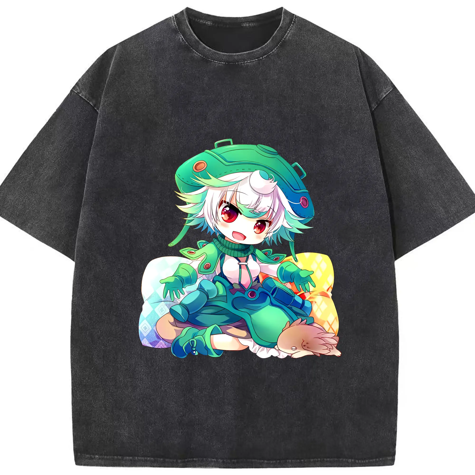メイドインアビス グッズ,プルシュカ - 綿100％ ヴィンテージ風 半袖Tシャツ ・ フロントプリント ・ 柔らか肌触り ・ 通気性 快適 ・ スポーツ カジュアル 外出用