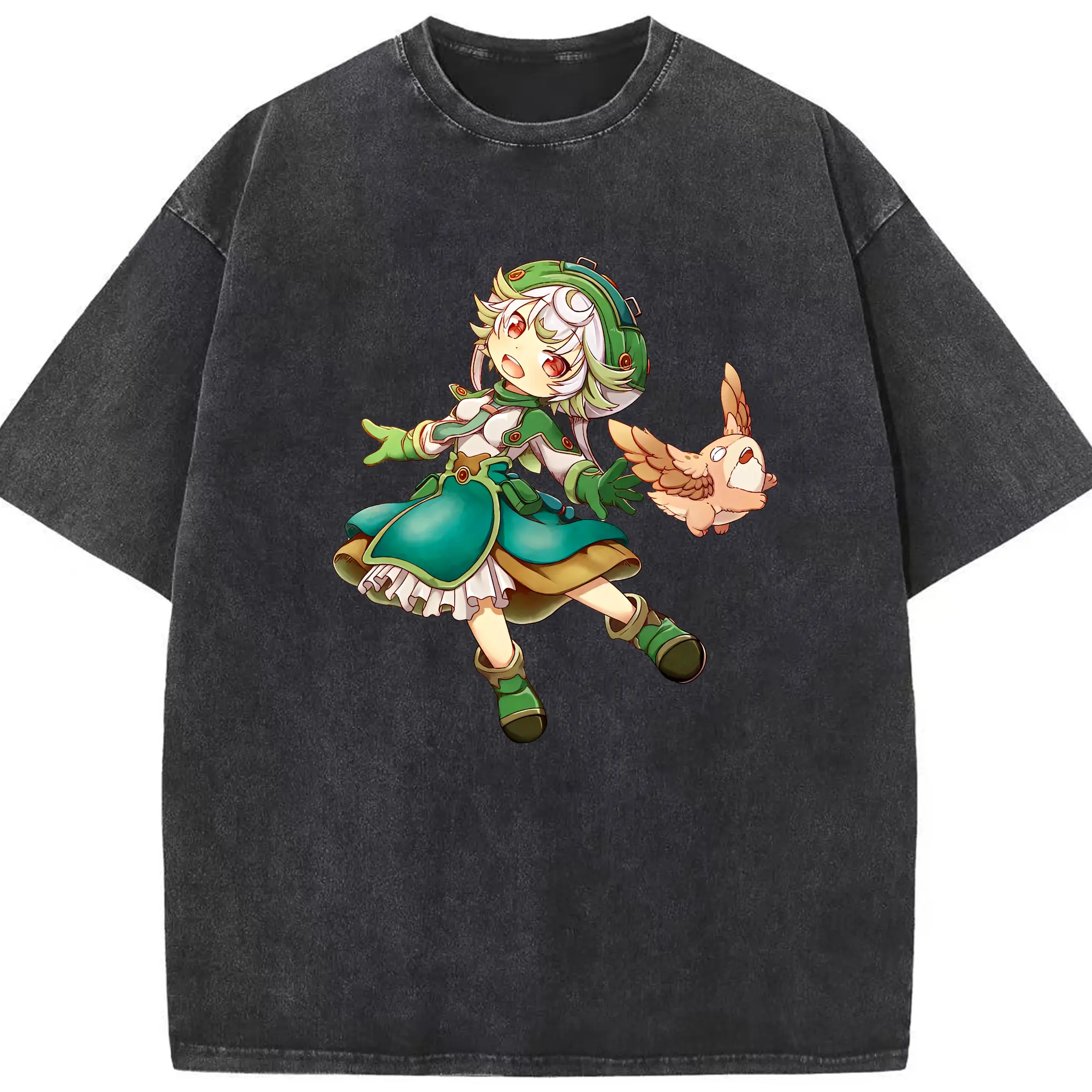 メイドインアビス グッズ,プルシュカ - 綿100％ ヴィンテージ風 半袖Tシャツ ・ フロントプリント ・ 柔らか肌触り ・ 通気性 快適 ・ スポーツ カジュアル 外出用