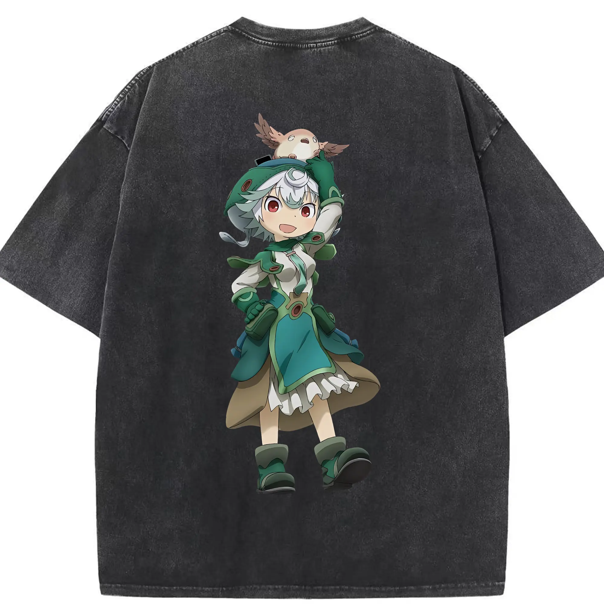 メイドインアビス グッズ,プルシュカ - 綿100％ ヴィンテージ風 半袖Tシャツ ・ 背面プリント ・ 柔らか肌触り ・ 通気性 快適 ・ スポーツ カジュアル 外出用