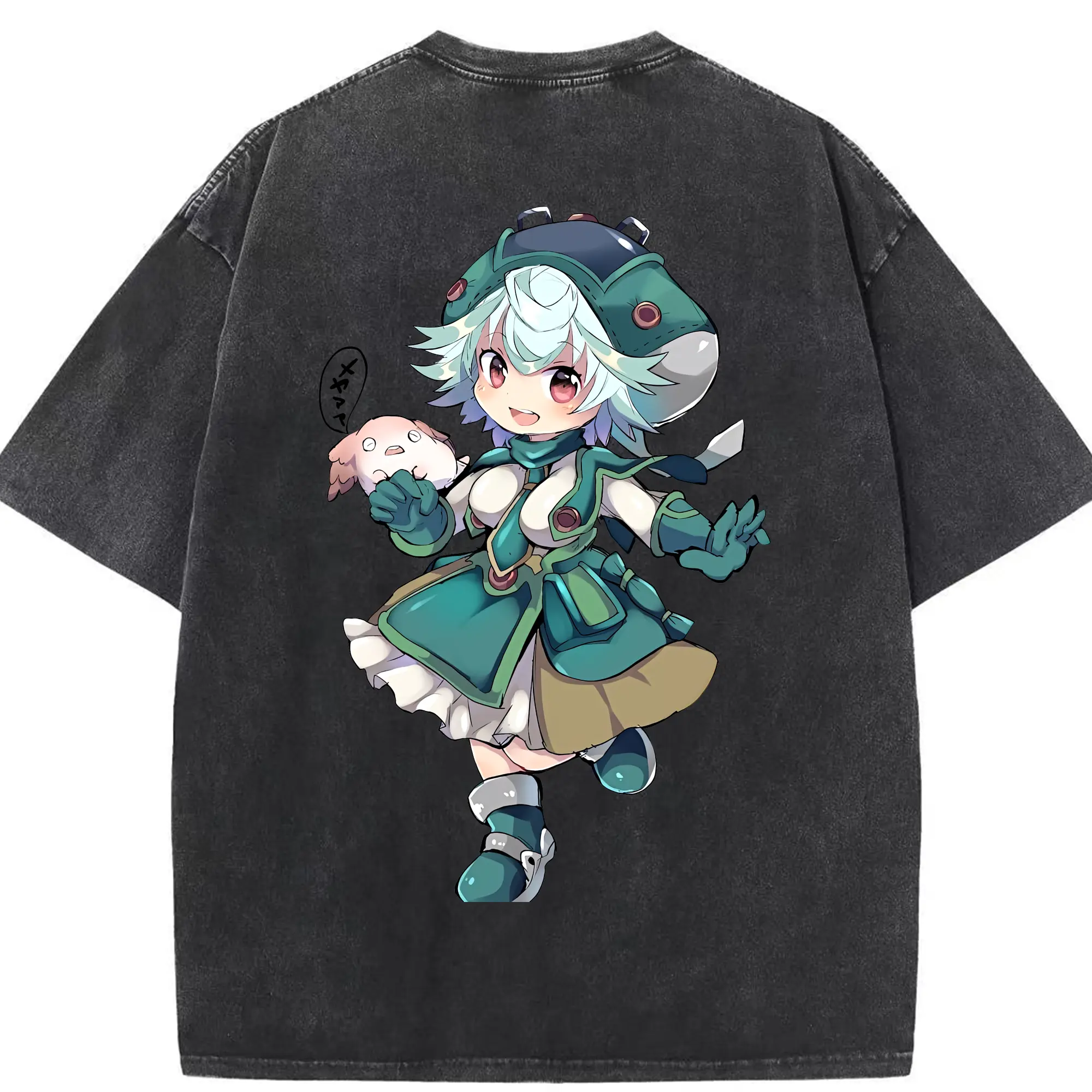 メイドインアビス グッズ,プルシュカ - 綿100％ ヴィンテージ風 半袖Tシャツ ・ 背面プリント ・ 柔らか肌触り ・ 通気性 快適 ・ スポーツ カジュアル 外出用