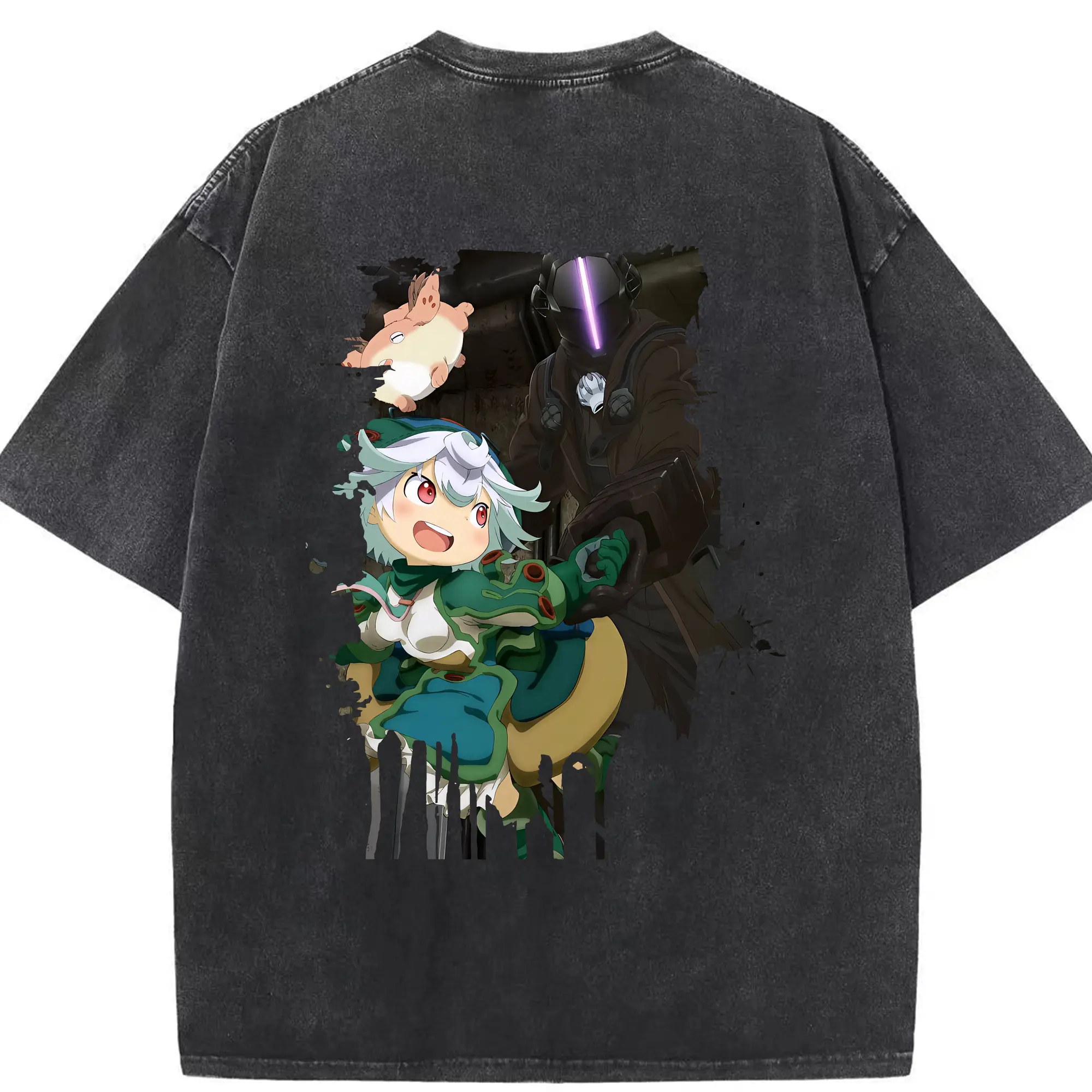 メイドインアビス グッズ,プルシュカ - 綿100％ ヴィンテージ風 半袖Tシャツ ・ 背面プリント ・ 柔らか肌触り ・ 通気性 快適 ・ スポーツ カジュアル 外出用