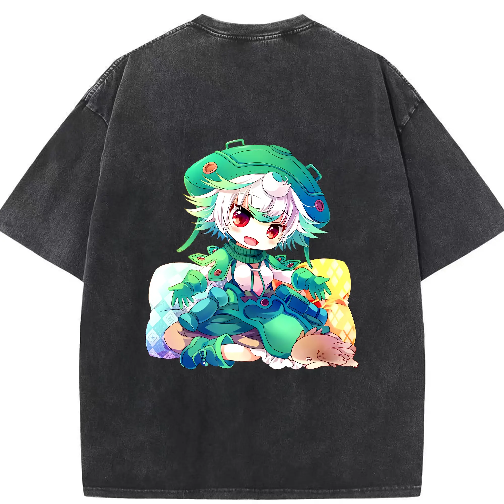 メイドインアビス グッズ,プルシュカ - 綿100％ ヴィンテージ風 半袖Tシャツ ・ 背面プリント ・ 柔らか肌触り ・ 通気性 快適 ・ スポーツ カジュアル 外出用