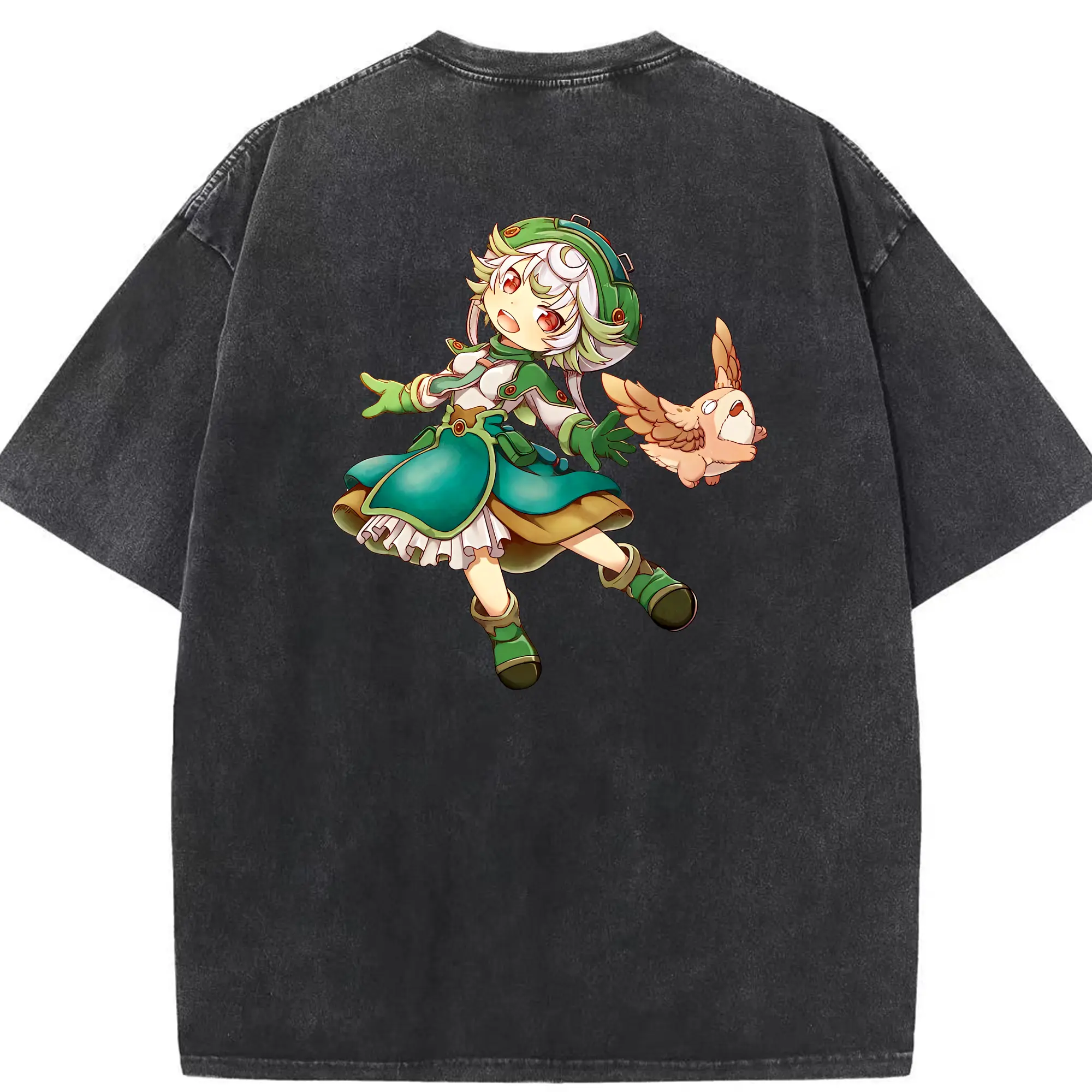 メイドインアビス グッズ,プルシュカ - 綿100％ ヴィンテージ風 半袖Tシャツ ・ 背面プリント ・ 柔らか肌触り ・ 通気性 快適 ・ スポーツ カジュアル 外出用