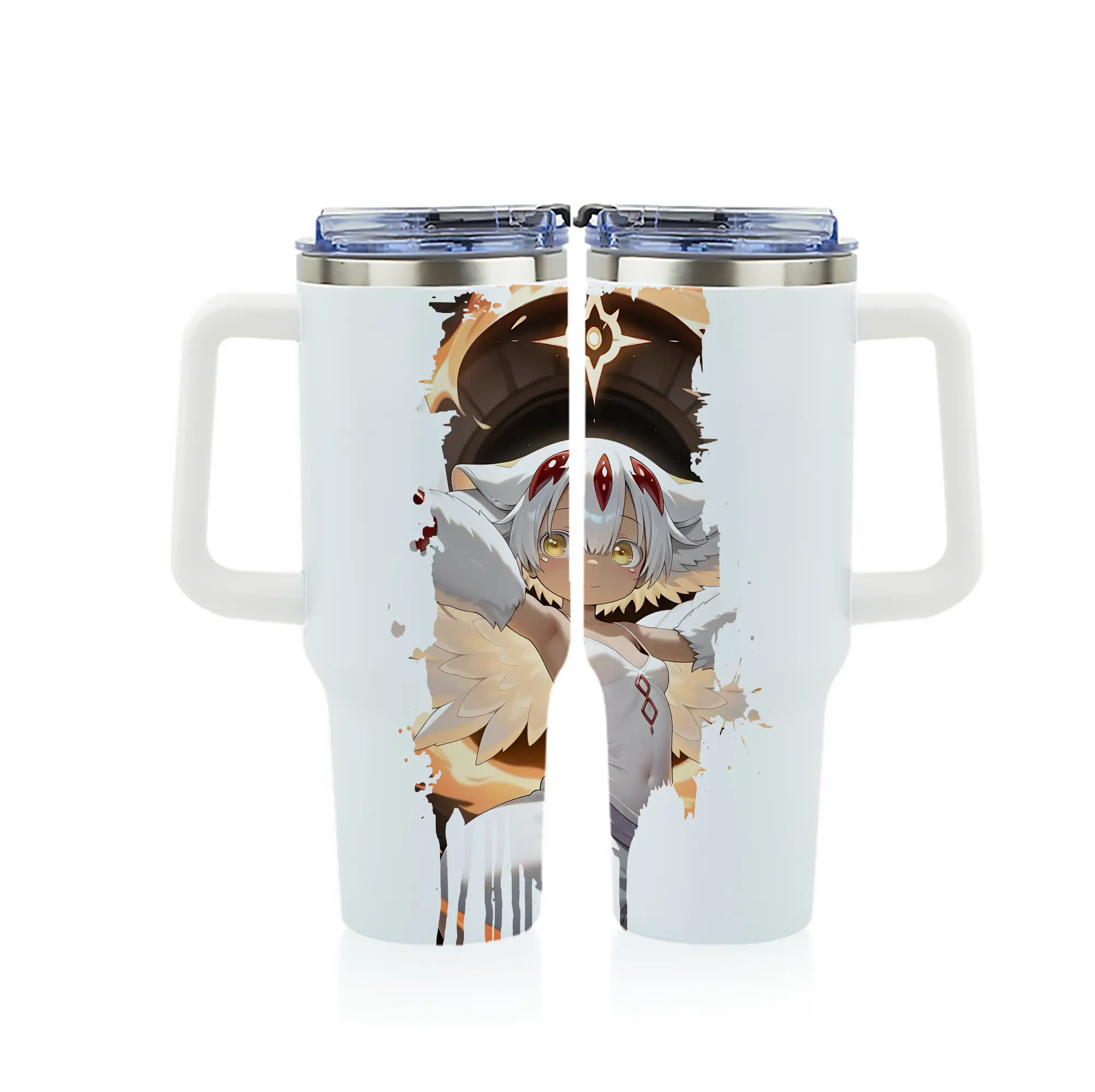 メイドインアビス グッズ,ファプタ - 1200mL フルプリント車用タンブラー ・ 304ステンレス 内側 ・ 201ステンレス 外側 ・ 保温 保冷 ・ 通勤 ドライブ アウトドア用