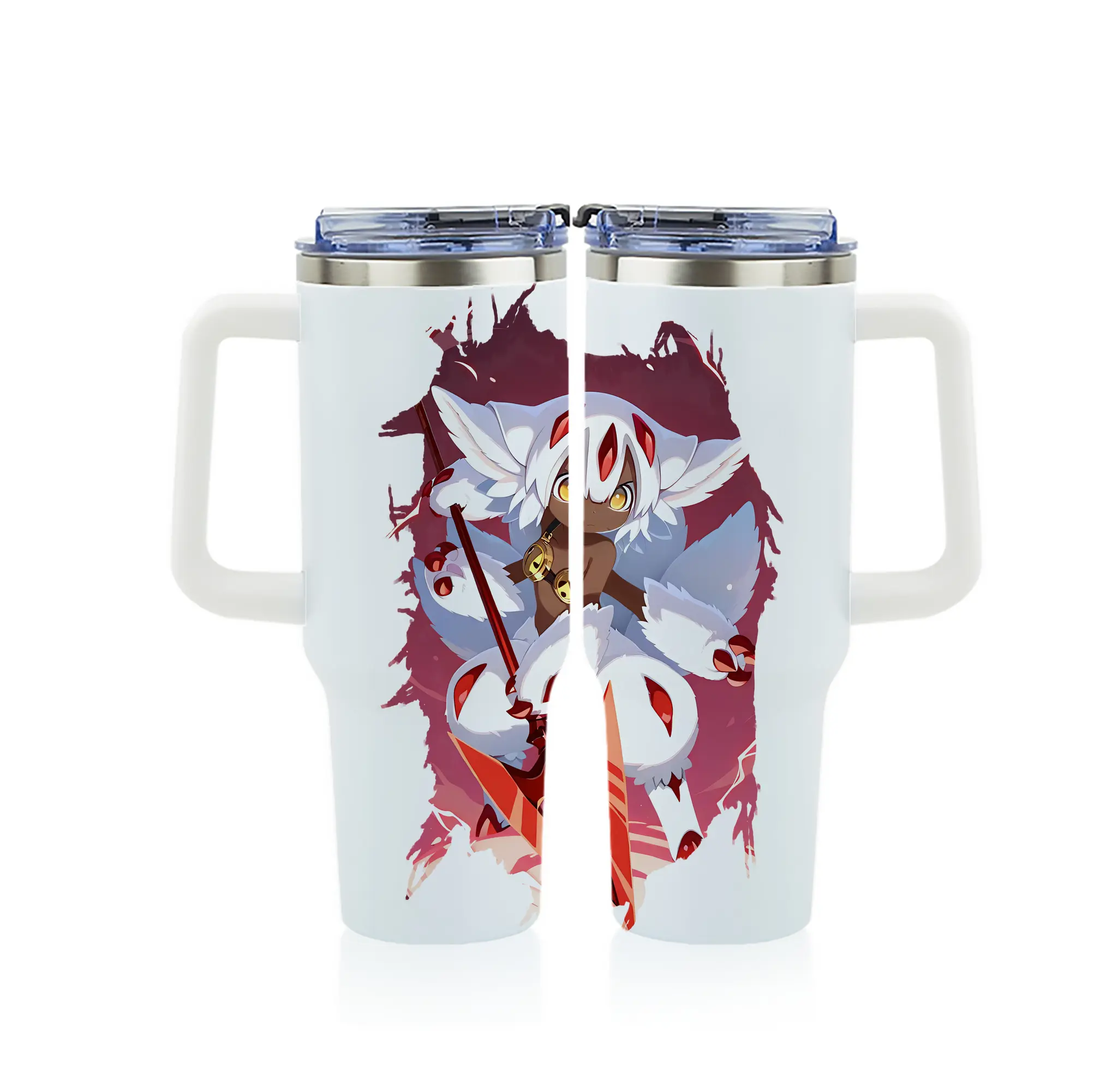 メイドインアビス グッズ,ファプタ - 1200mL フルプリント車用タンブラー ・ 304ステンレス 内側 ・ 201ステンレス 外側 ・ 保温 保冷 ・ 通勤 ドライブ アウトドア用