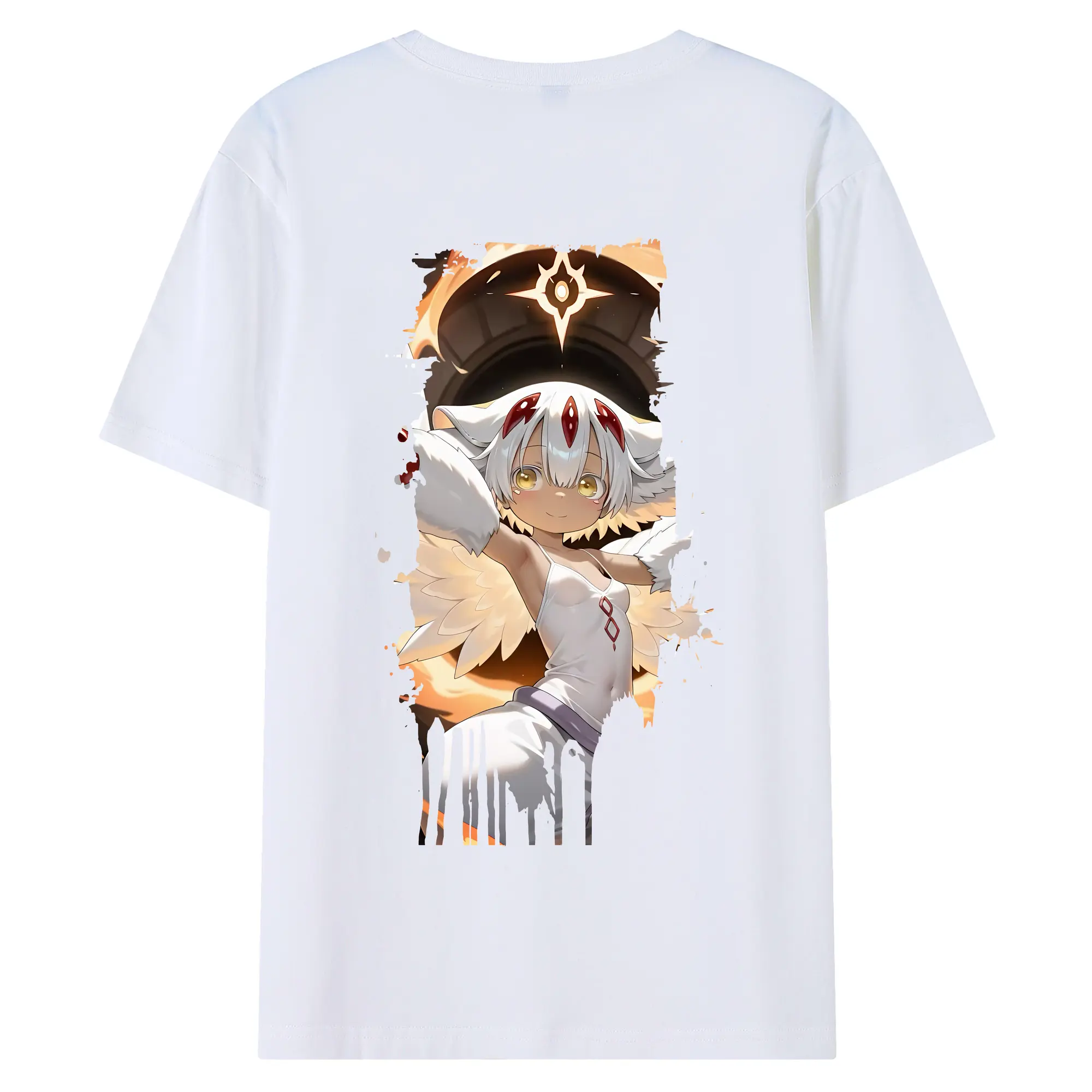 メイドインアビス グッズ,ファプタ - 綿100％ 半袖Tシャツ ・ バックプリント ・ 快適 通気性 ・ 日常使い 散歩 スポーツ用