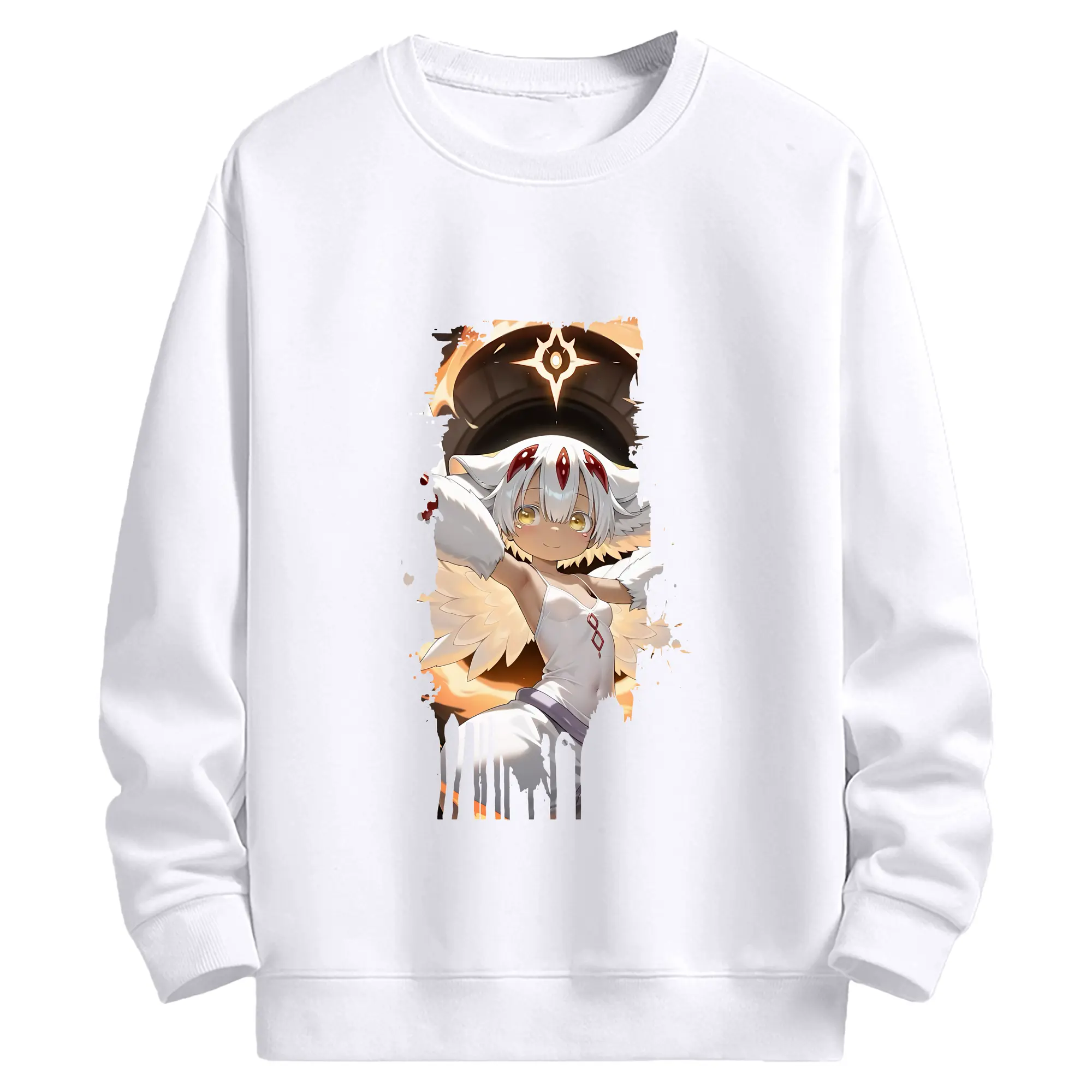 メイドインアビス グッズ,ファプタ - 高品質 クルーネック スウェット ・ コットン59％ ポリエステル41％ ・ ユニセックス 長袖 トレーナー ・ カジュアル デイリー スポーツ 散歩用