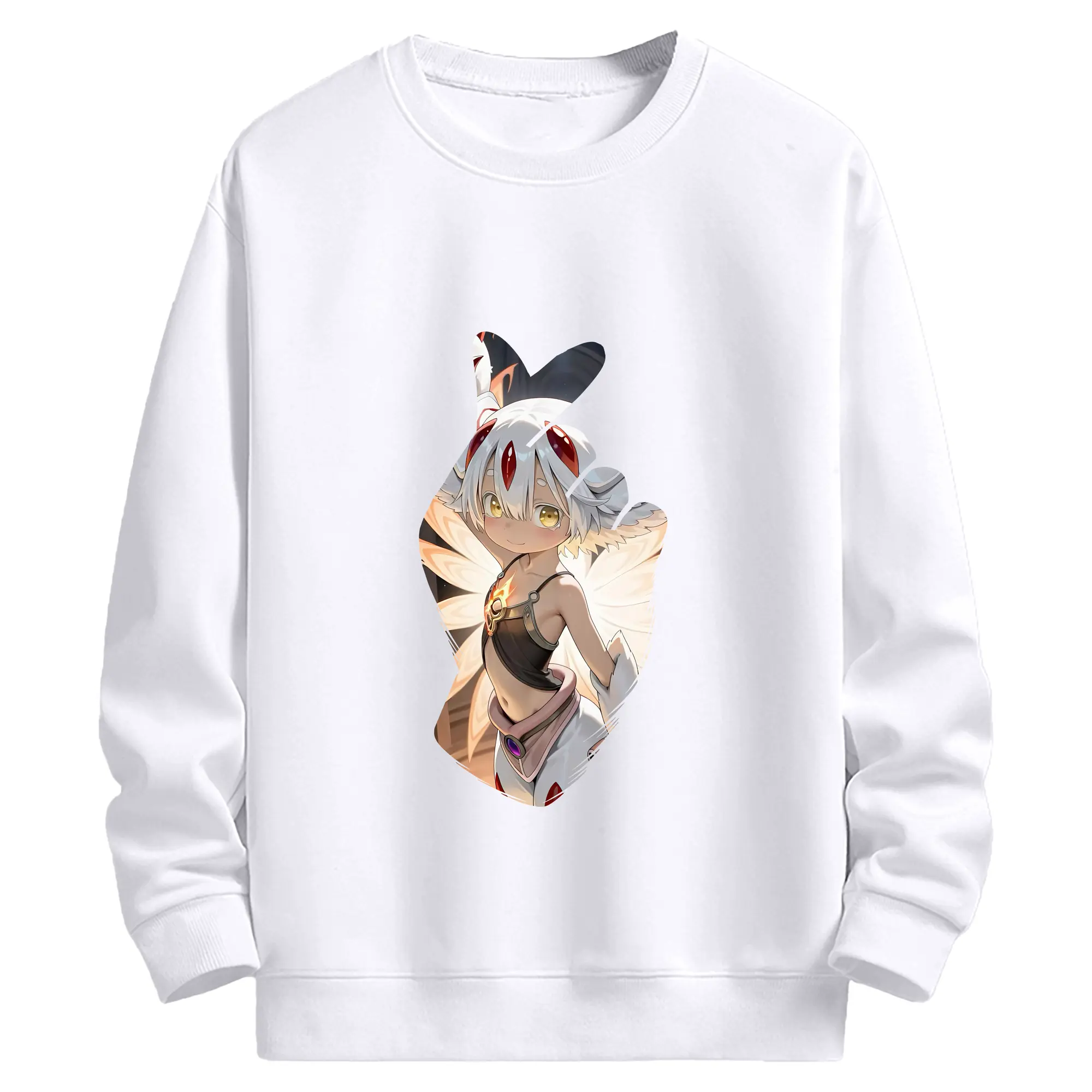 メイドインアビス グッズ,ファプタ - 高品質 クルーネック スウェット ・ コットン59％ ポリエステル41％ ・ ユニセックス 長袖 トレーナー ・ カジュアル デイリー スポーツ 散歩用