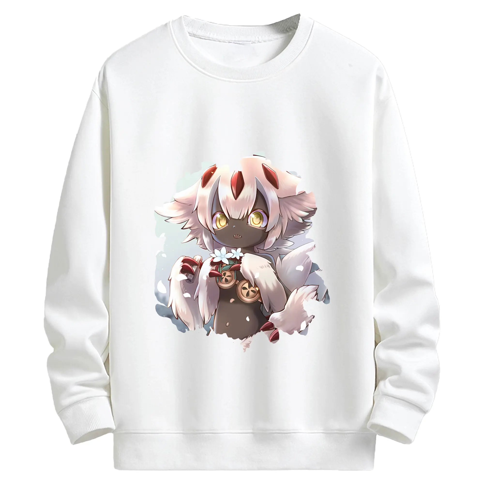 メイドインアビス グッズ,ファプタ - キッズ クルーネックスウェットシャツ ・ フロントプリント ・ 綿80％ ポリエステル20％ ・ 快適 通学 スポーツ 日常使い お散歩用