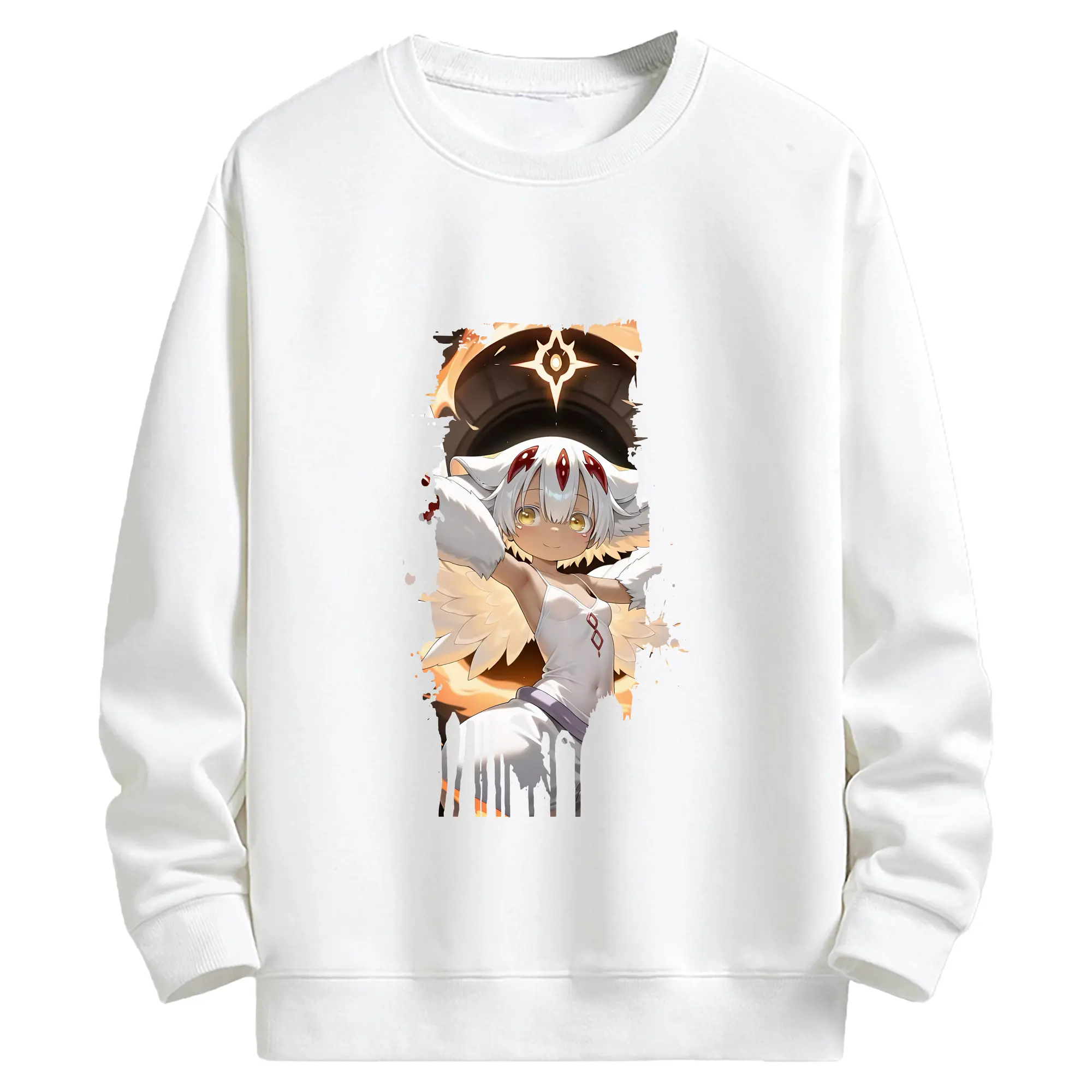 メイドインアビス グッズ,ファプタ - キッズ クルーネックスウェットシャツ ・ フロントプリント ・ 綿80％ ポリエステル20％ ・ 快適 通学 スポーツ 日常使い お散歩用