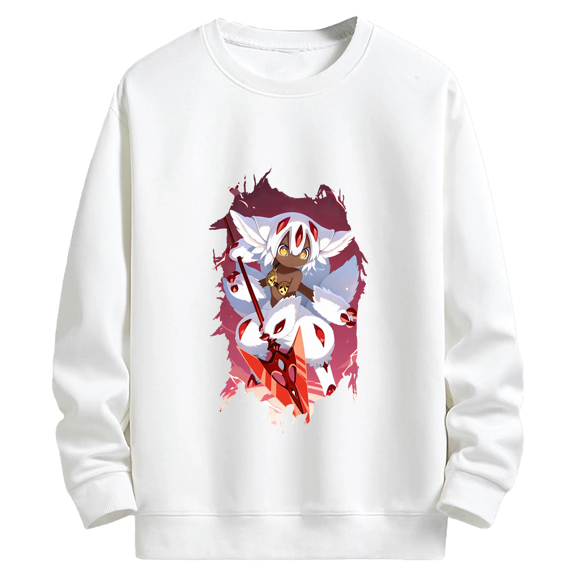 メイドインアビス グッズ,ファプタ - キッズ クルーネックスウェットシャツ ・ フロントプリント ・ 綿80％ ポリエステル20％ ・ 快適 通学 スポーツ 日常使い お散歩用