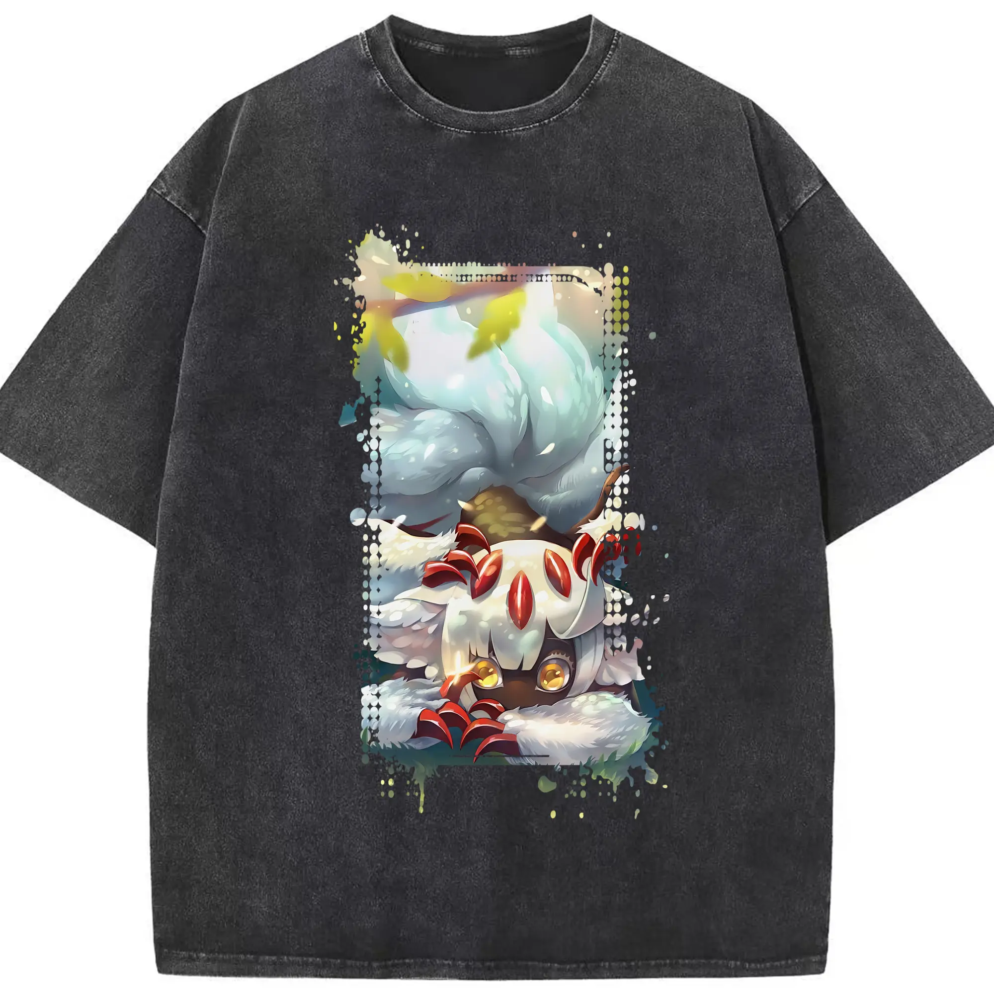 メイドインアビス グッズ,ファプタ - 綿100％ ヴィンテージ風 半袖Tシャツ ・ フロントプリント ・ 柔らか肌触り ・ 通気性 快適 ・ スポーツ カジュアル 外出用