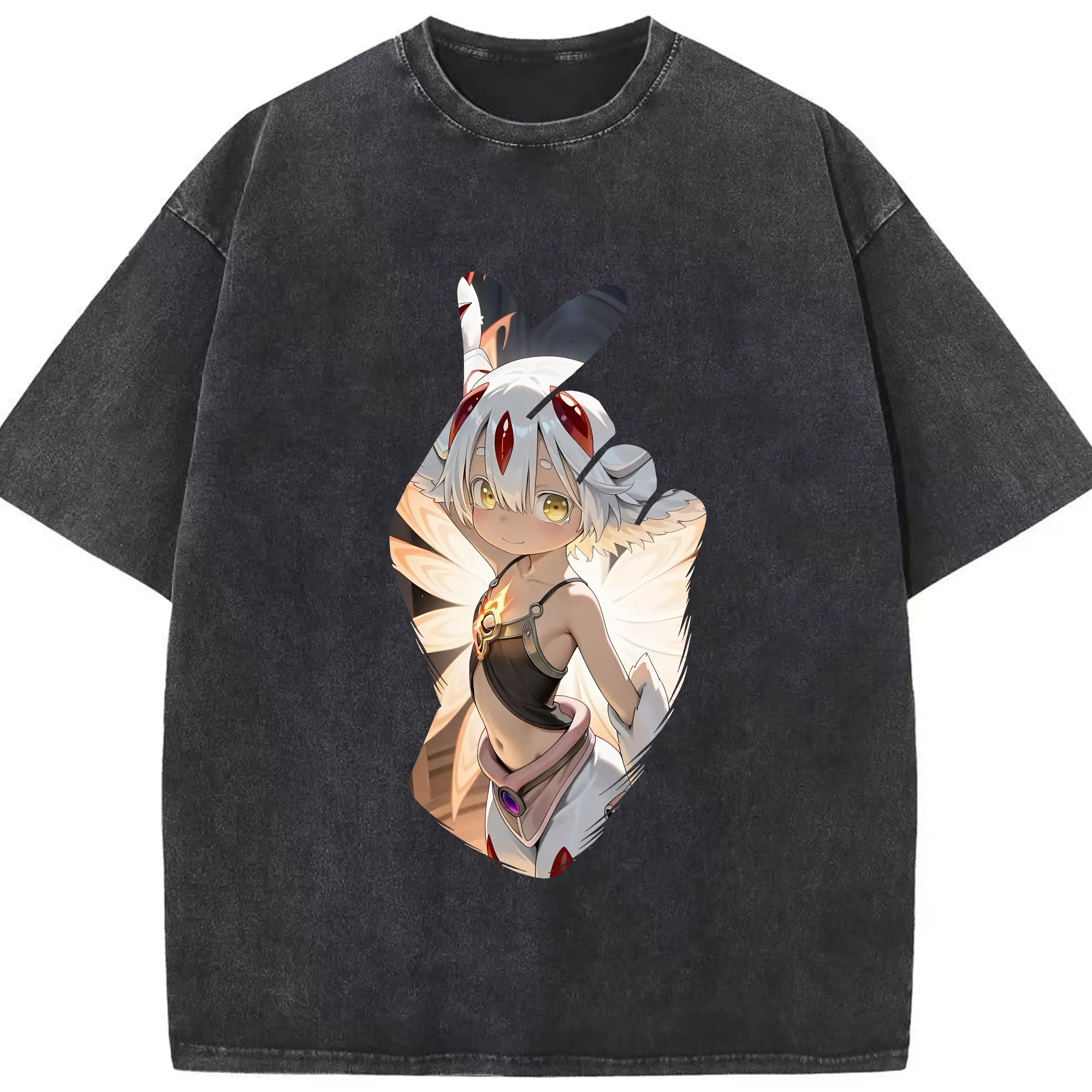 メイドインアビス グッズ,ファプタ - 綿100％ ヴィンテージ風 半袖Tシャツ ・ フロントプリント ・ 柔らか肌触り ・ 通気性 快適 ・ スポーツ カジュアル 外出用