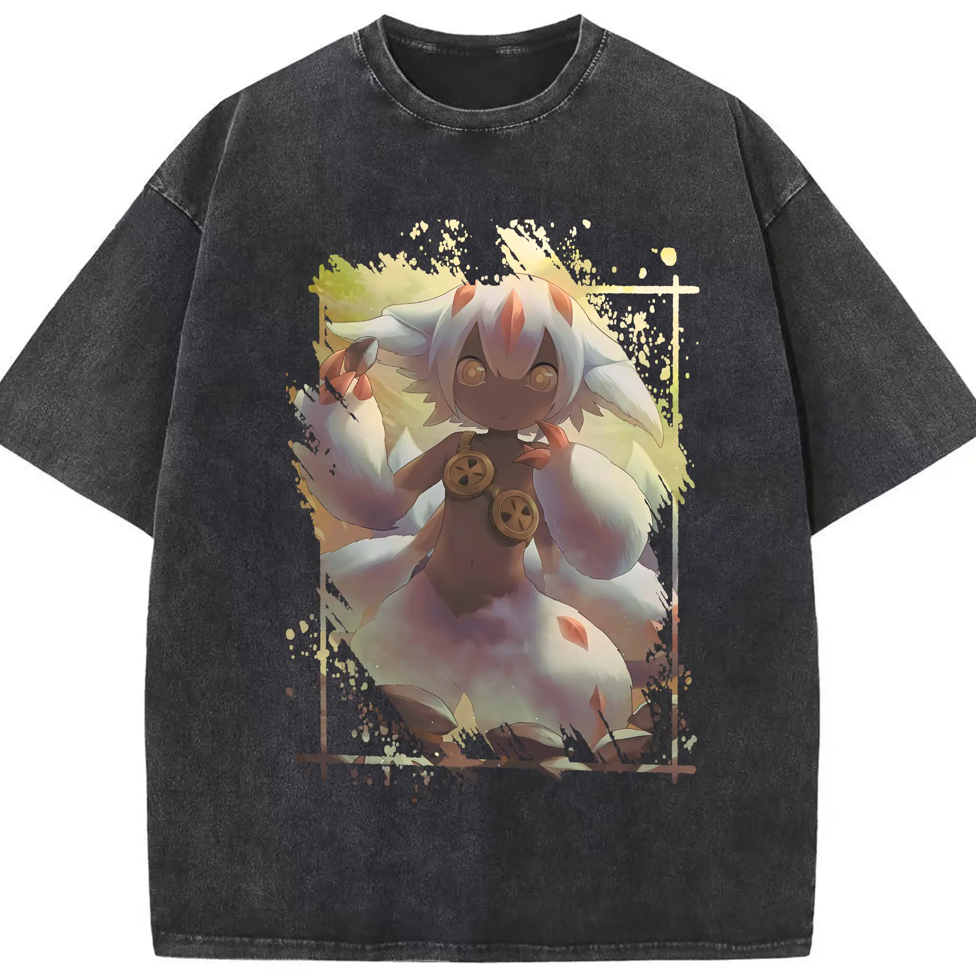 メイドインアビス グッズ,ファプタ - 綿100％ ヴィンテージ風 半袖Tシャツ ・ フロントプリント ・ 柔らか肌触り ・ 通気性 快適 ・ スポーツ カジュアル 外出用