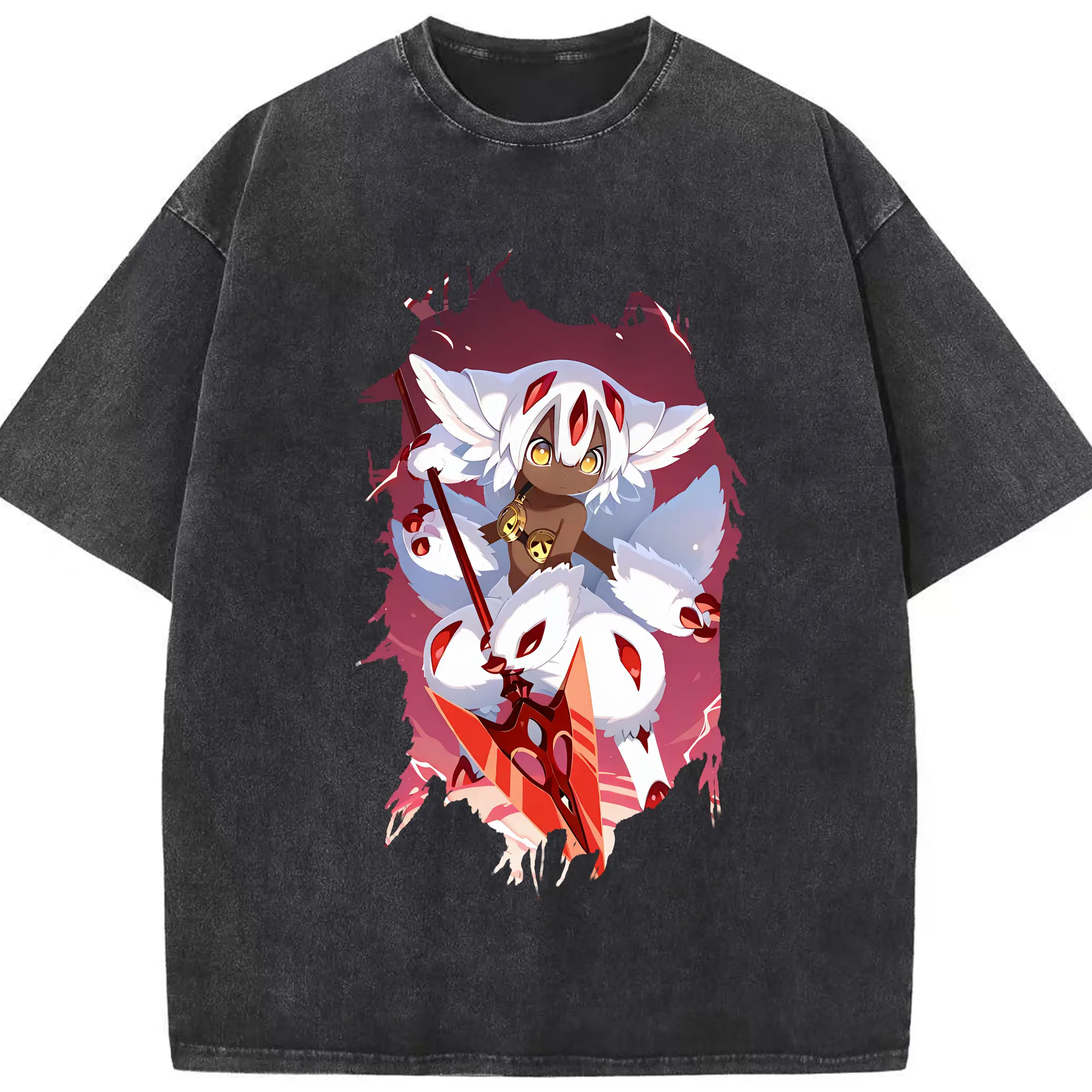 メイドインアビス グッズ,ファプタ - 綿100％ ヴィンテージ風 半袖Tシャツ ・ フロントプリント ・ 柔らか肌触り ・ 通気性 快適 ・ スポーツ カジュアル 外出用