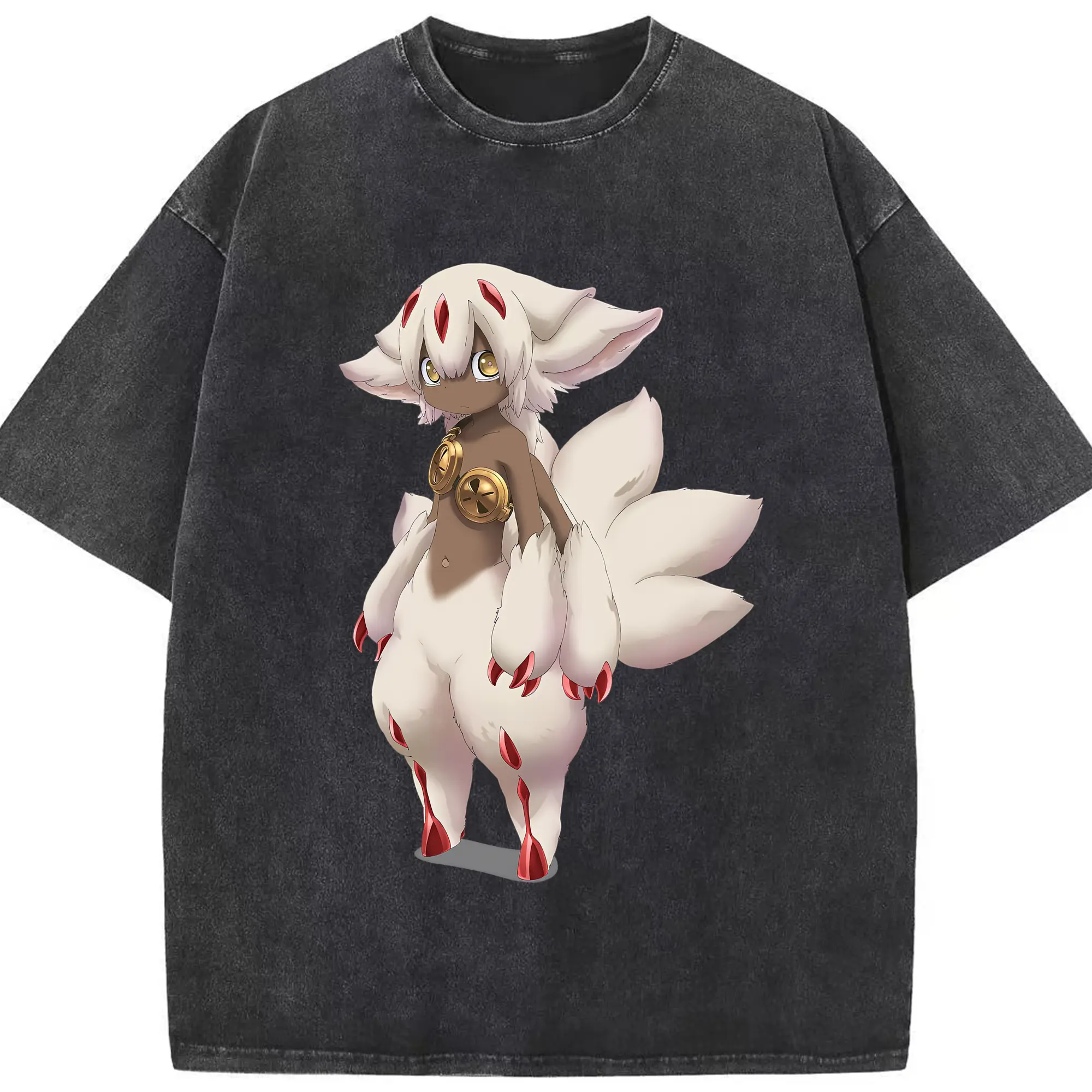 メイドインアビス グッズ,ファプタ - 綿100％ ヴィンテージ風 半袖Tシャツ ・ フロントプリント ・ 柔らか肌触り ・ 通気性 快適 ・ スポーツ カジュアル 外出用