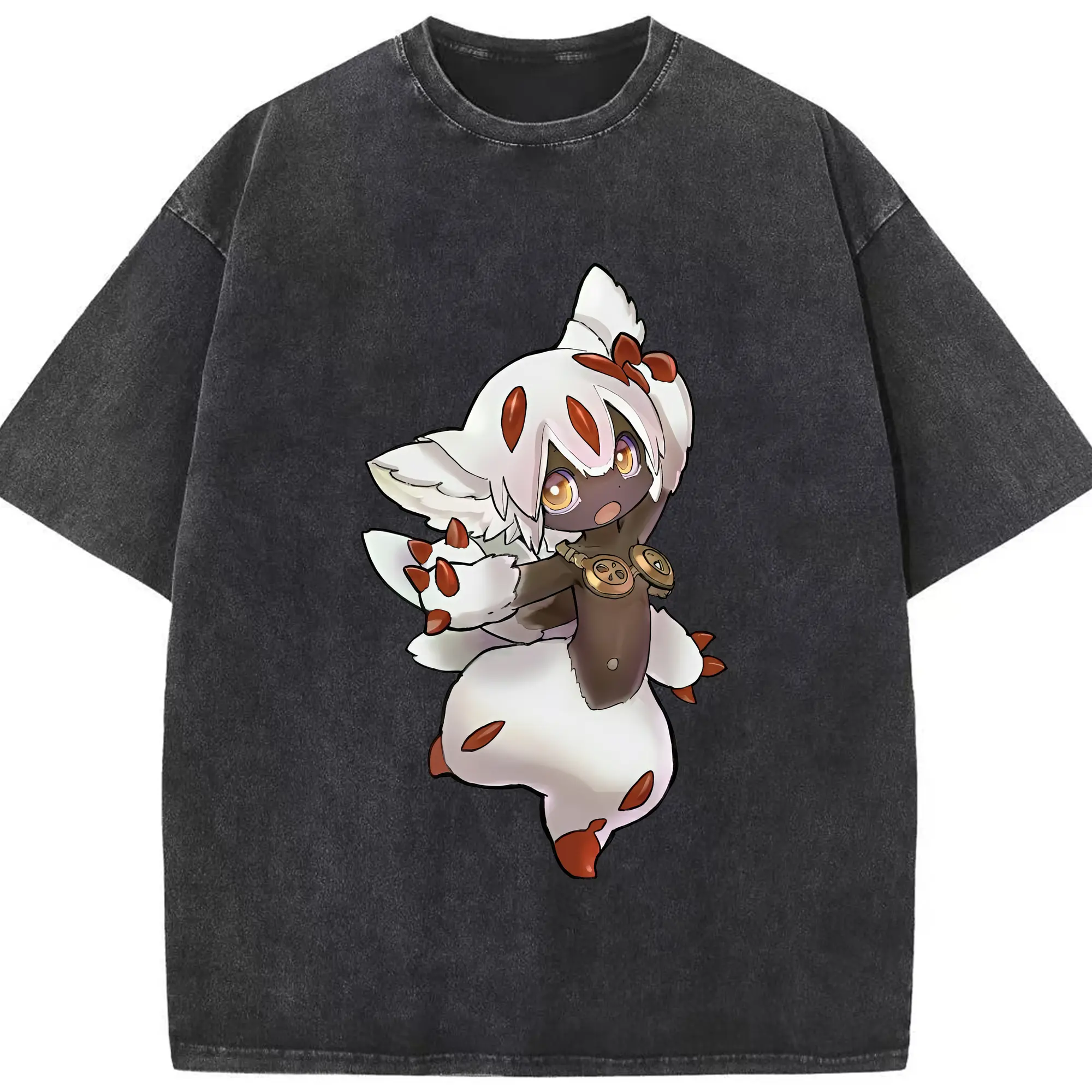 メイドインアビス グッズ,ファプタ - 綿100％ ヴィンテージ風 半袖Tシャツ ・ フロントプリント ・ 柔らか肌触り ・ 通気性 快適 ・ スポーツ カジュアル 外出用