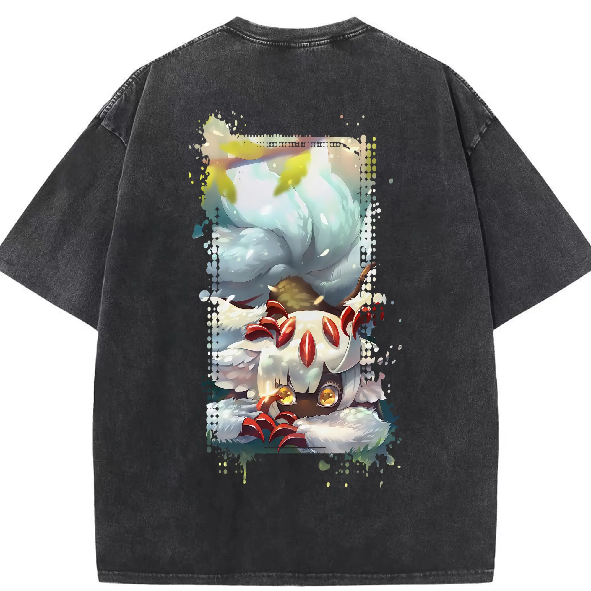 メイドインアビス グッズ,ファプタ - 綿100％ ヴィンテージ風 半袖Tシャツ ・ 背面プリント ・ 柔らか肌触り ・ 通気性 快適 ・ スポーツ カジュアル 外出用