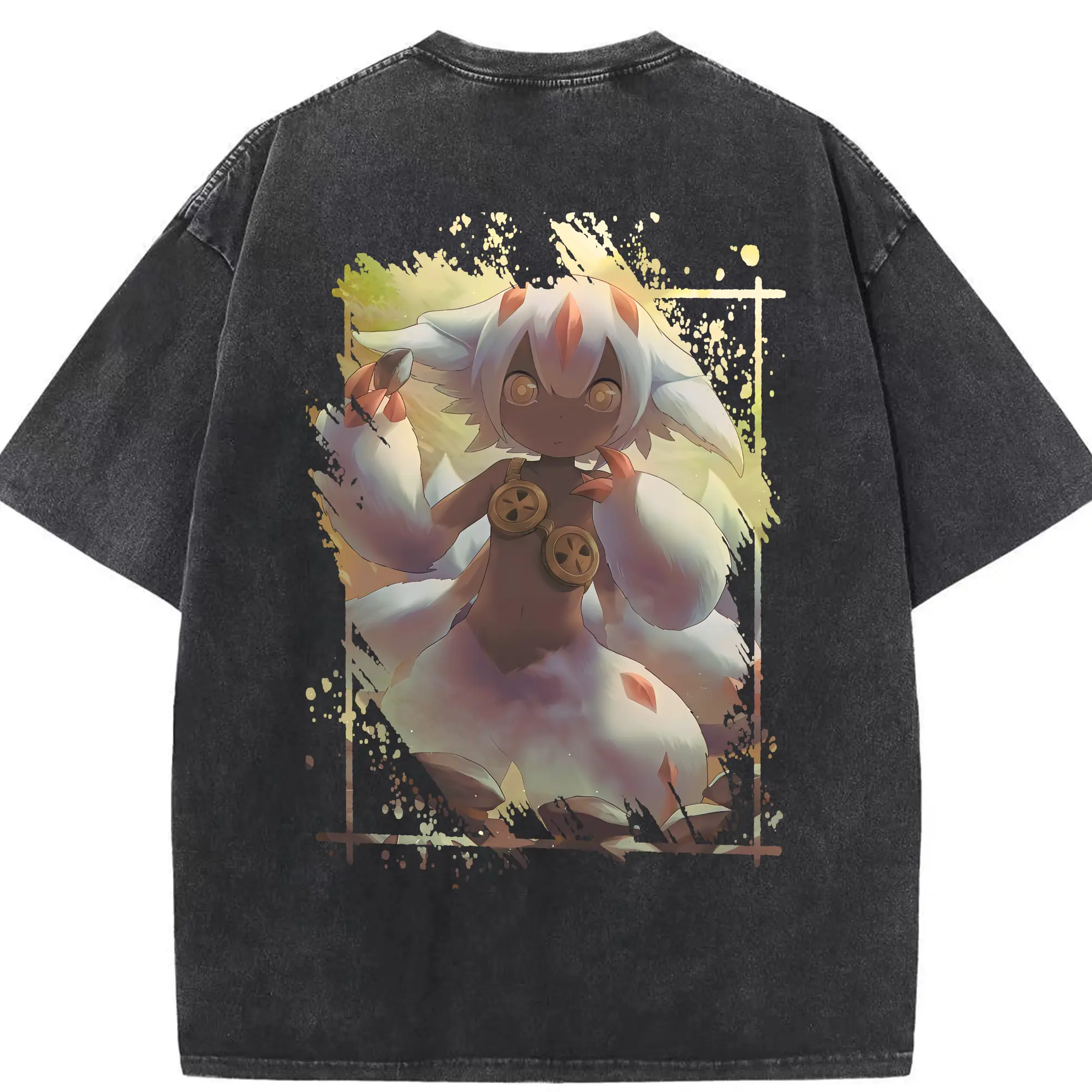 メイドインアビス グッズ,ファプタ - 綿100％ ヴィンテージ風 半袖Tシャツ ・ 背面プリント ・ 柔らか肌触り ・ 通気性 快適 ・ スポーツ カジュアル 外出用