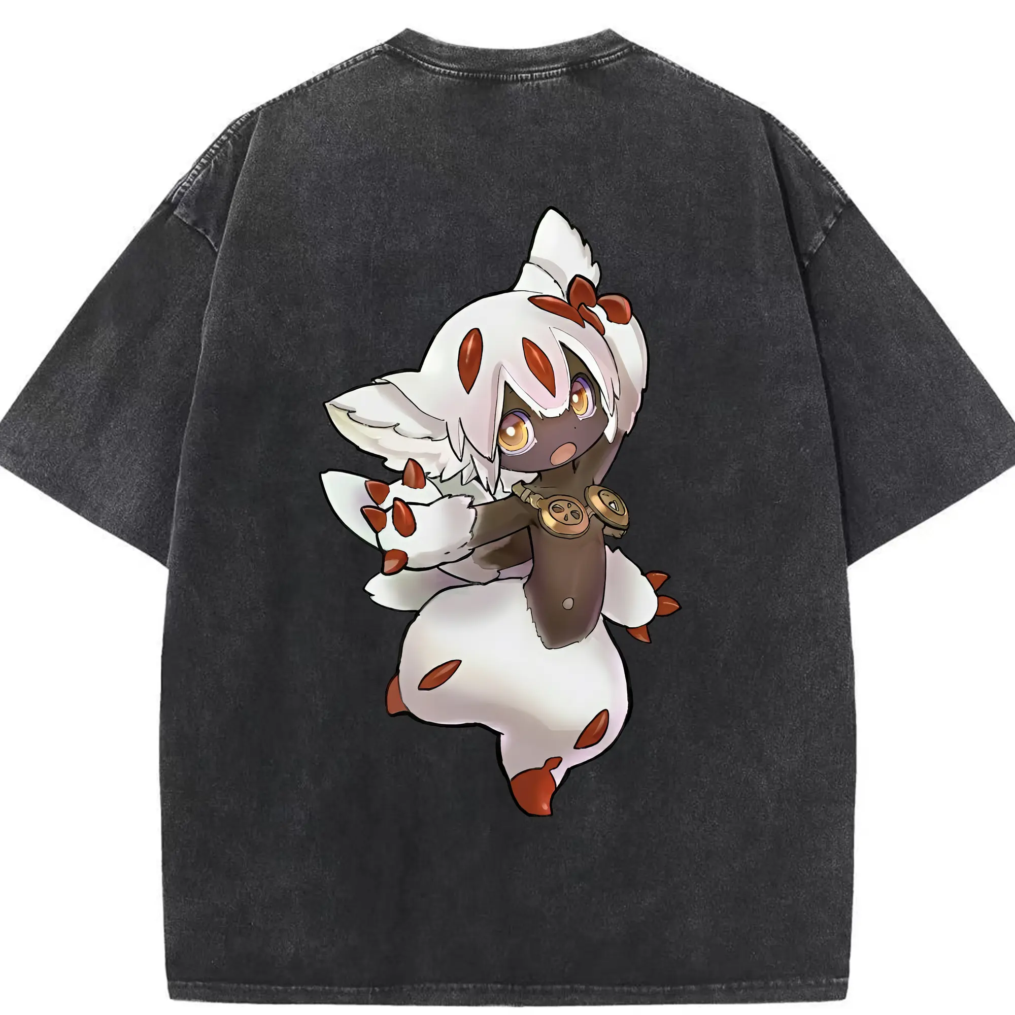 メイドインアビス グッズ,ファプタ - 綿100％ ヴィンテージ風 半袖Tシャツ ・ 背面プリント ・ 柔らか肌触り ・ 通気性 快適 ・ スポーツ カジュアル 外出用