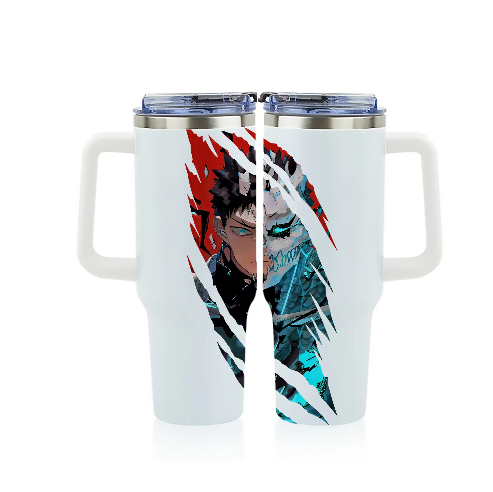 怪獣8号 グッズ,日比野カフカ - 1200mL フルプリント車用タンブラー ・ 304ステンレス 内側 ・ 201ステンレス 外側 ・ 保温 保冷 ・ 通勤 ドライブ アウトドア用