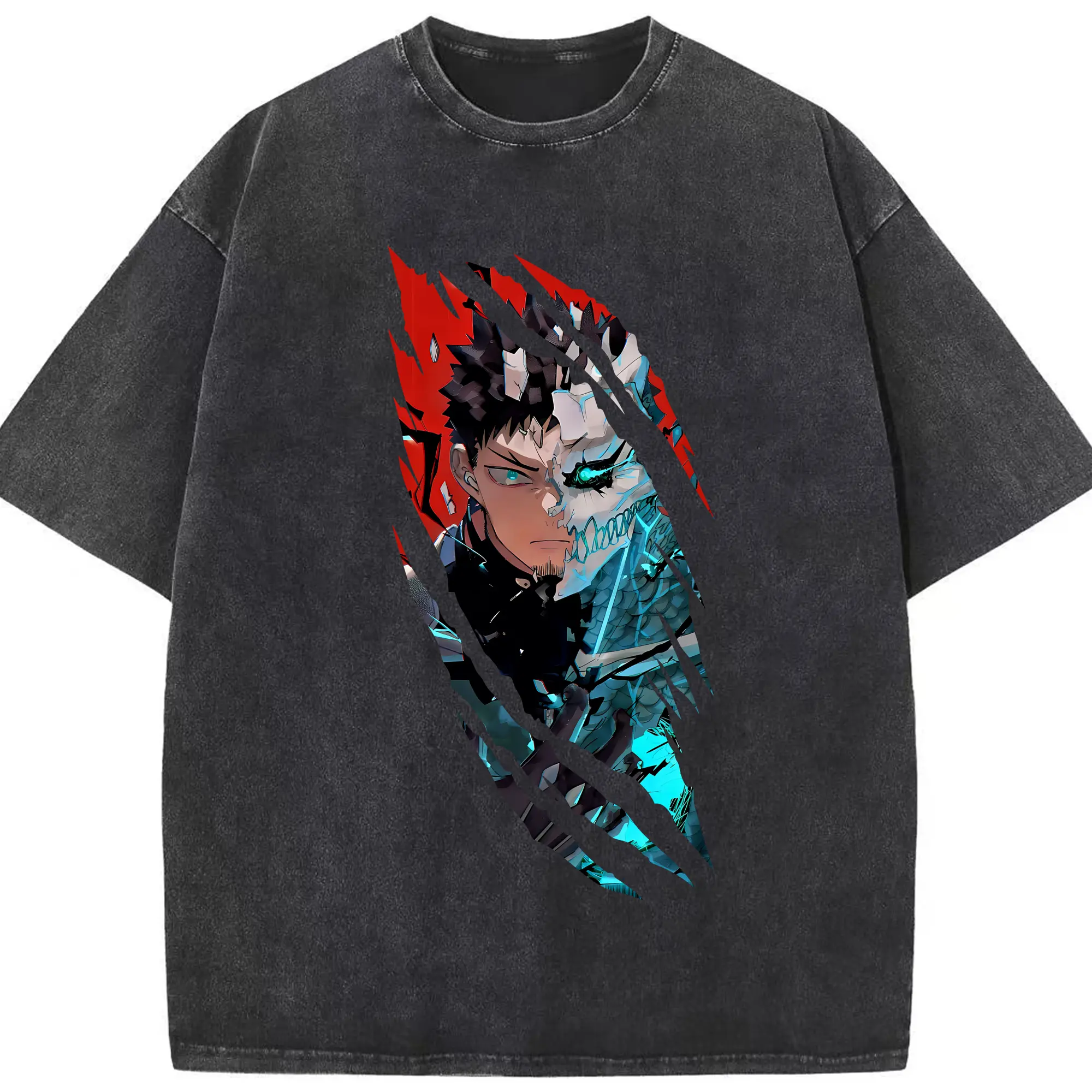 怪獣8号 グッズ,日比野カフカ - 綿100％ ヴィンテージ風 半袖Tシャツ ・ フロントプリント ・ 柔らか肌触り ・ 通気性 快適 ・ スポーツ カジュアル 外出用