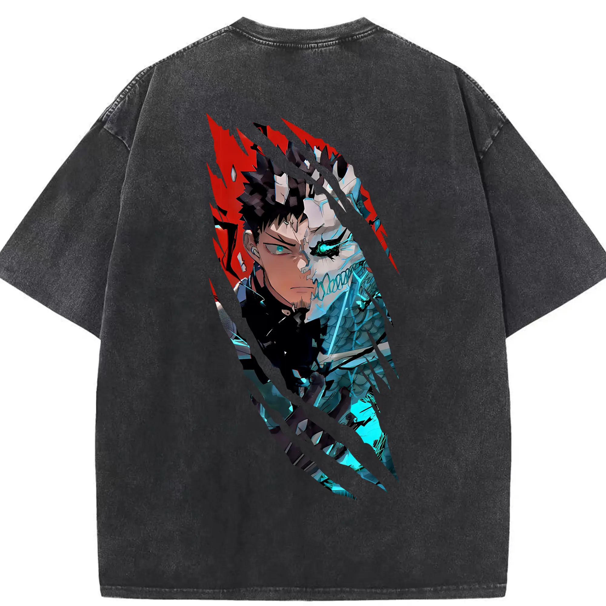 怪獣8号 グッズ,日比野カフカ - 綿100％ ヴィンテージ風 半袖Tシャツ ・ 背面プリント ・ 柔らか肌触り ・ 通気性 快適 ・ スポーツ カジュアル 外出用