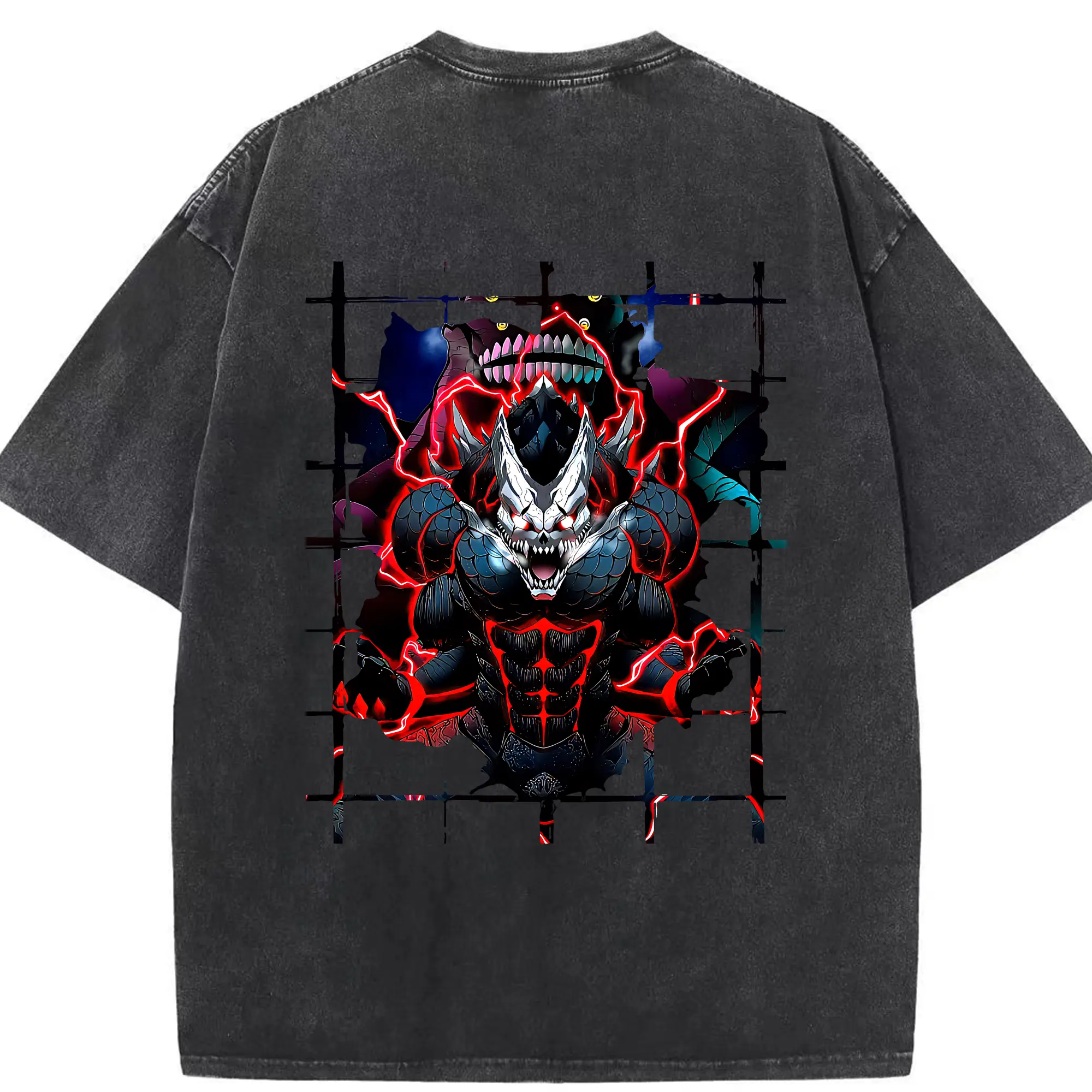 怪獣8号 グッズ,日比野カフカ - 綿100％ ヴィンテージ風 半袖Tシャツ ・ 背面プリント ・ 柔らか肌触り ・ 通気性 快適 ・ スポーツ カジュアル 外出用