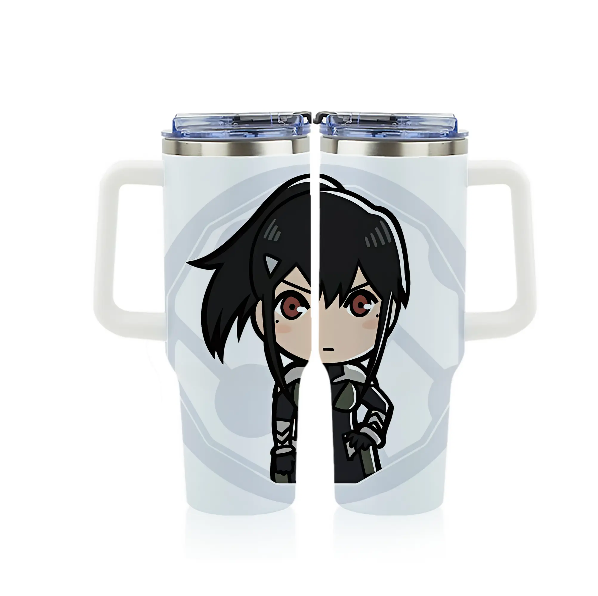 怪獣8号 グッズ,亜白ミナ - 1200mL フルプリント車用タンブラー ・ 304ステンレス 内側 ・ 201ステンレス 外側 ・ 保温 保冷 ・ 通勤 ドライブ アウトドア用