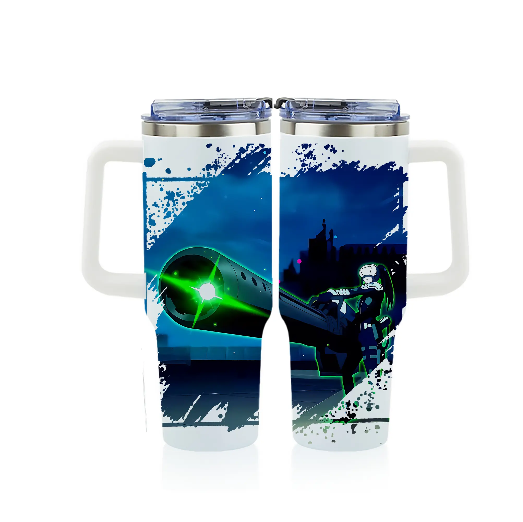 怪獣8号 グッズ,亜白ミナ - 1200mL フルプリント車用タンブラー ・ 304ステンレス 内側 ・ 201ステンレス 外側 ・ 保温 保冷 ・ 通勤 ドライブ アウトドア用