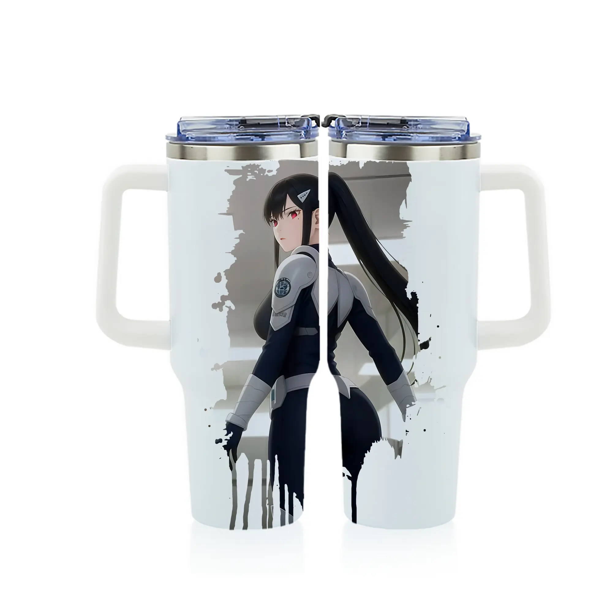 怪獣8号 グッズ,亜白ミナ - 1200mL フルプリント車用タンブラー ・ 304ステンレス 内側 ・ 201ステンレス 外側 ・ 保温 保冷 ・ 通勤 ドライブ アウトドア用