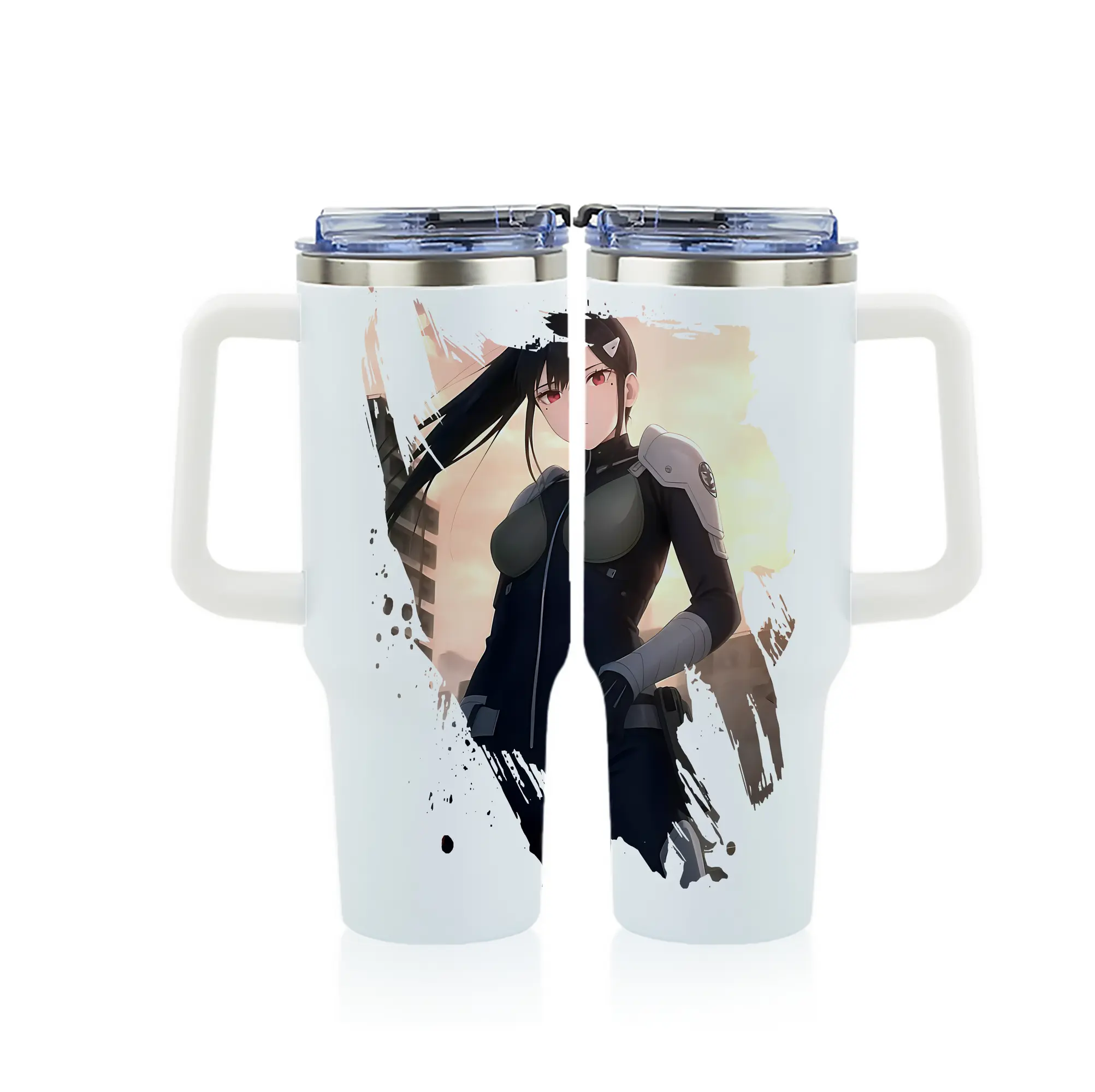 怪獣8号 グッズ,亜白ミナ - 1200mL フルプリント車用タンブラー ・ 304ステンレス 内側 ・ 201ステンレス 外側 ・ 保温 保冷 ・ 通勤 ドライブ アウトドア用