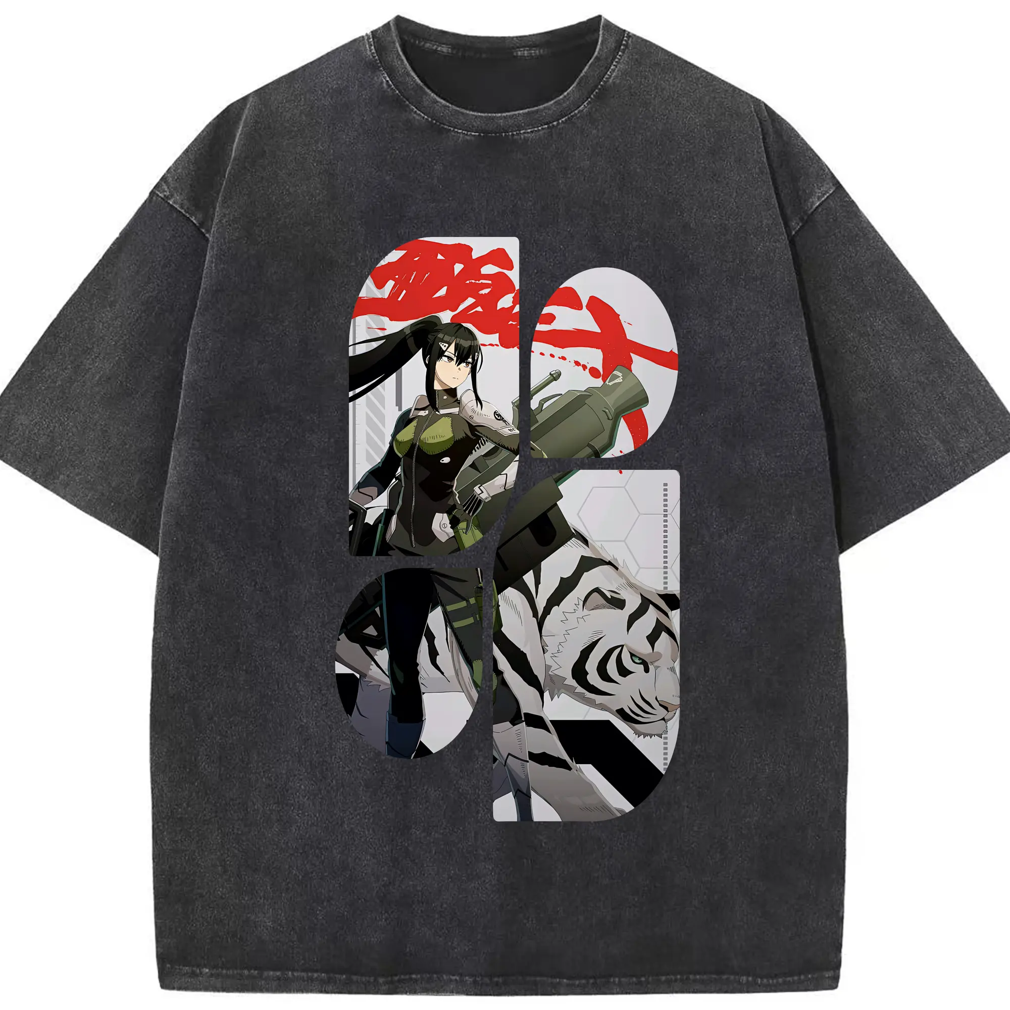 怪獣8号 グッズ,亜白ミナ - 綿100％ ヴィンテージ風 半袖Tシャツ ・ フロントプリント ・ 柔らか肌触り ・ 通気性 快適 ・ スポーツ カジュアル 外出用