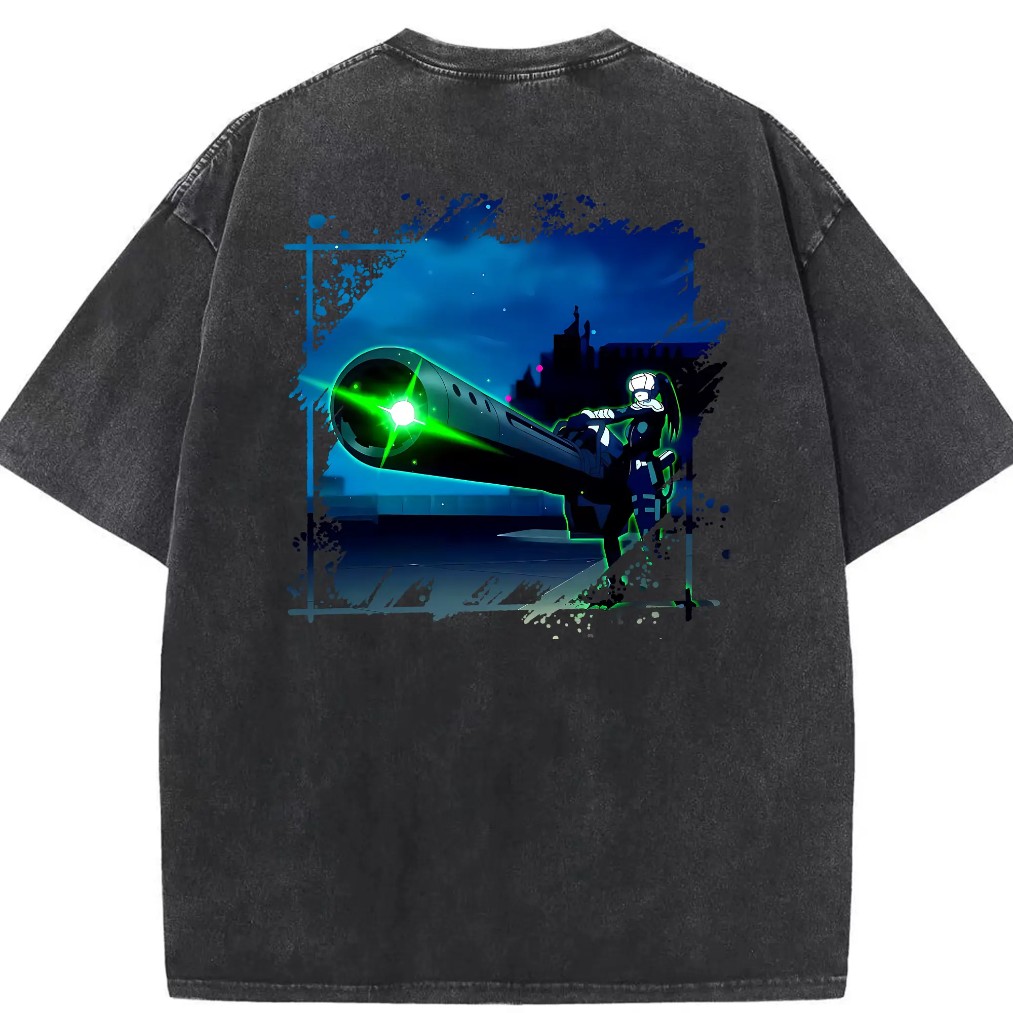 怪獣8号 グッズ,亜白ミナ - 綿100％ ヴィンテージ風 半袖Tシャツ ・ 背面プリント ・ 柔らか肌触り ・ 通気性 快適 ・ スポーツ カジュアル 外出用