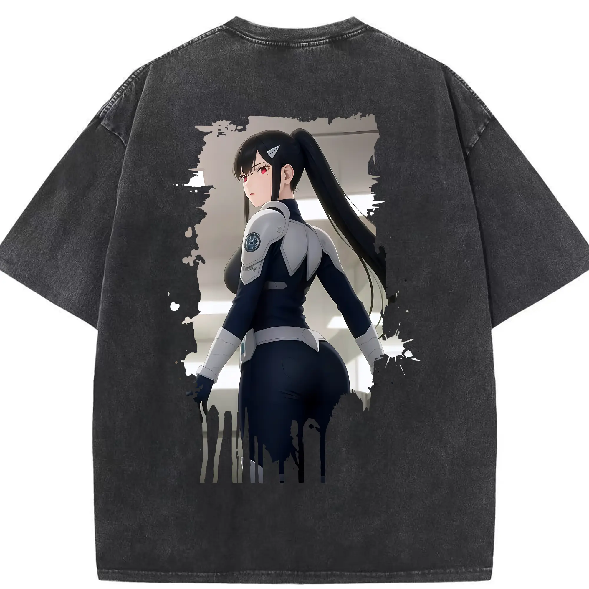 怪獣8号 グッズ,亜白ミナ - 綿100％ ヴィンテージ風 半袖Tシャツ ・ 背面プリント ・ 柔らか肌触り ・ 通気性 快適 ・ スポーツ カジュアル 外出用