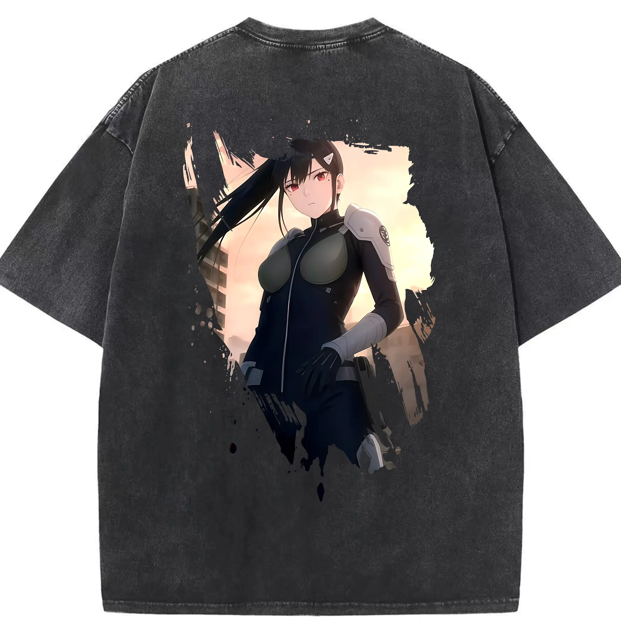 怪獣8号 グッズ,亜白ミナ - 綿100％ ヴィンテージ風 半袖Tシャツ ・ 背面プリント ・ 柔らか肌触り ・ 通気性 快適 ・ スポーツ カジュアル 外出用