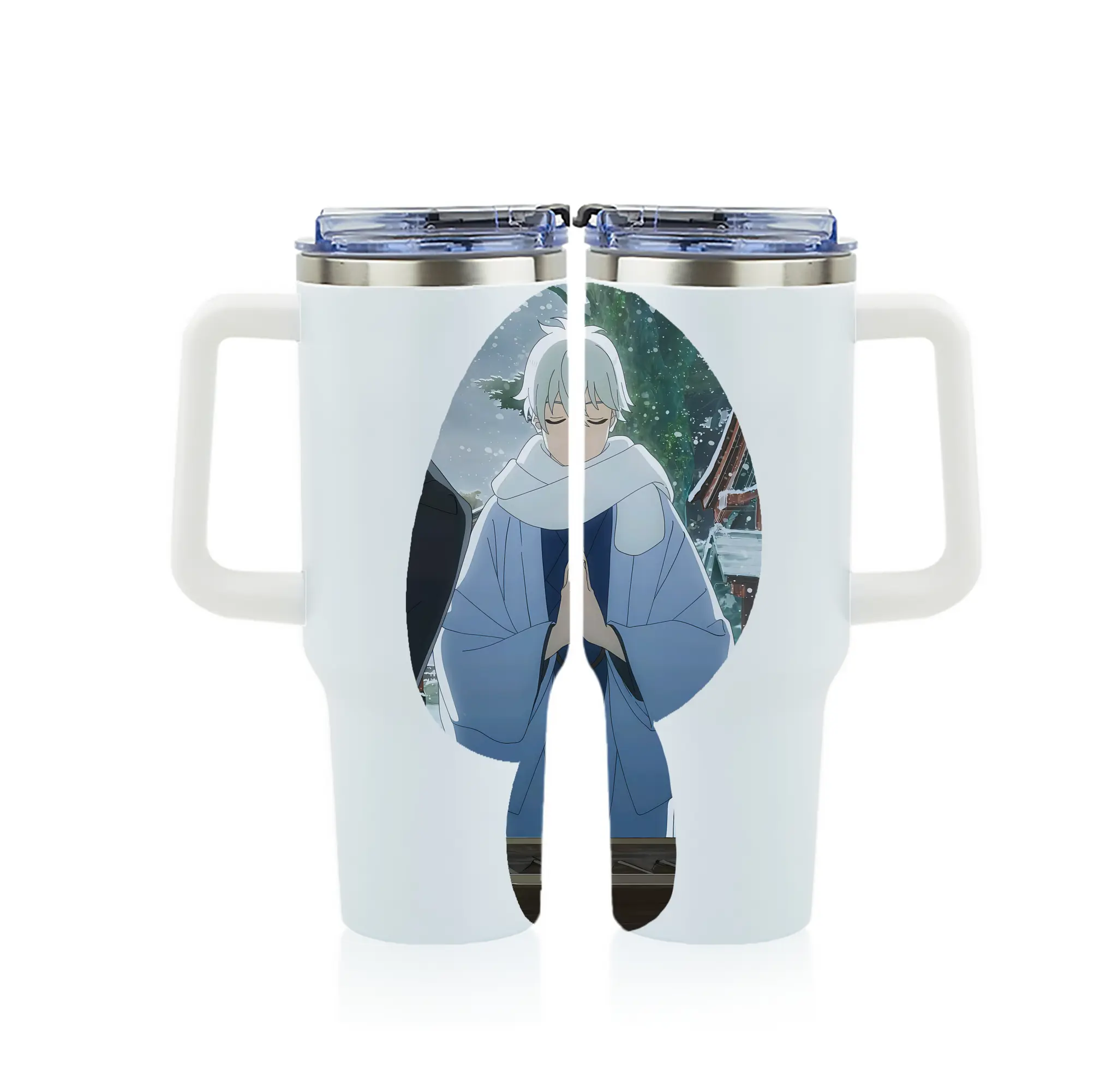 怪獣8号 グッズ,市川レノ - 1200mL フルプリント車用タンブラー ・ 304ステンレス 内側 ・ 201ステンレス 外側 ・ 保温 保冷 ・ 通勤 ドライブ アウトドア用