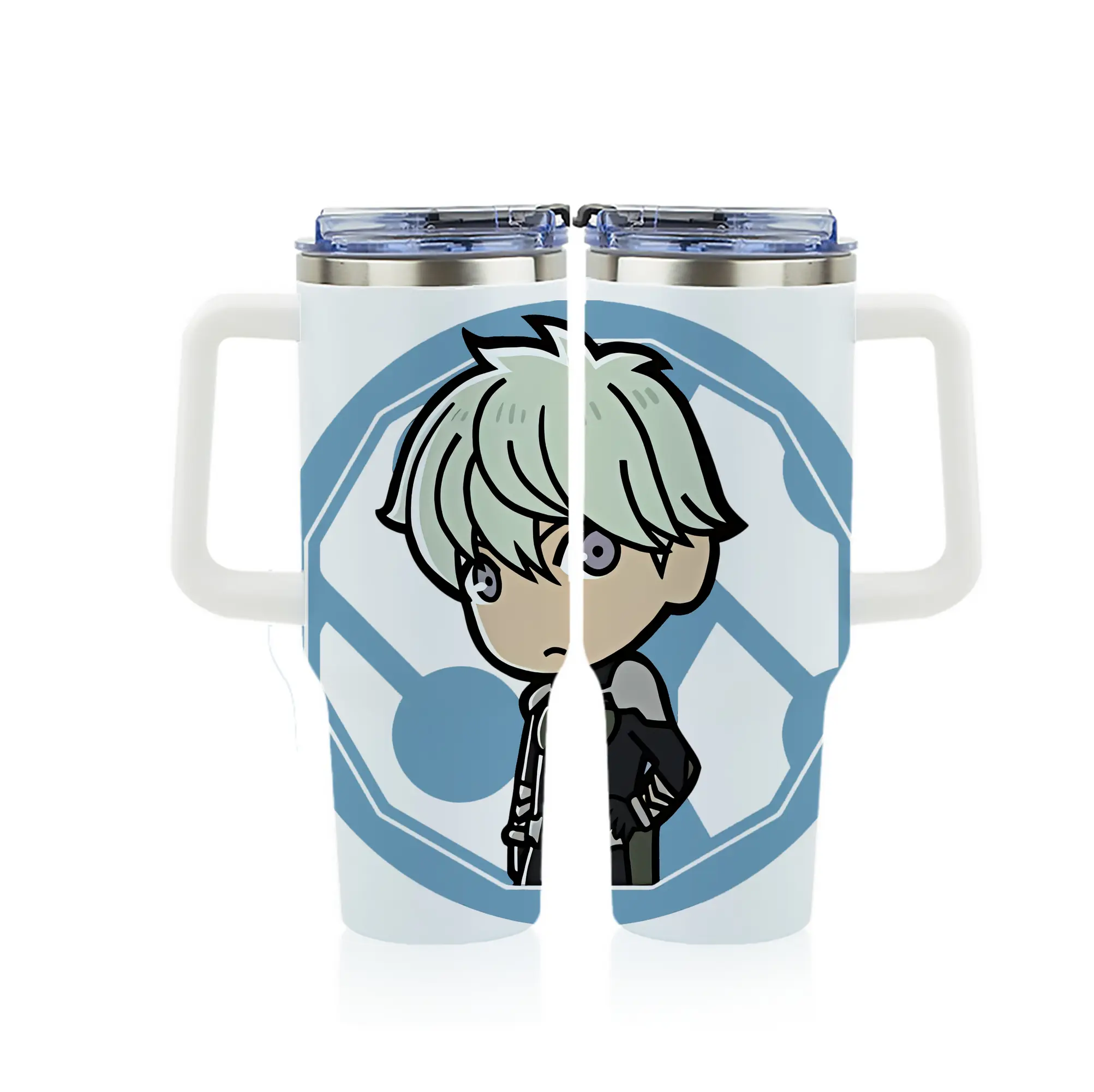 怪獣8号 グッズ,市川レノ - 1200mL フルプリント車用タンブラー ・ 304ステンレス 内側 ・ 201ステンレス 外側 ・ 保温 保冷 ・ 通勤 ドライブ アウトドア用