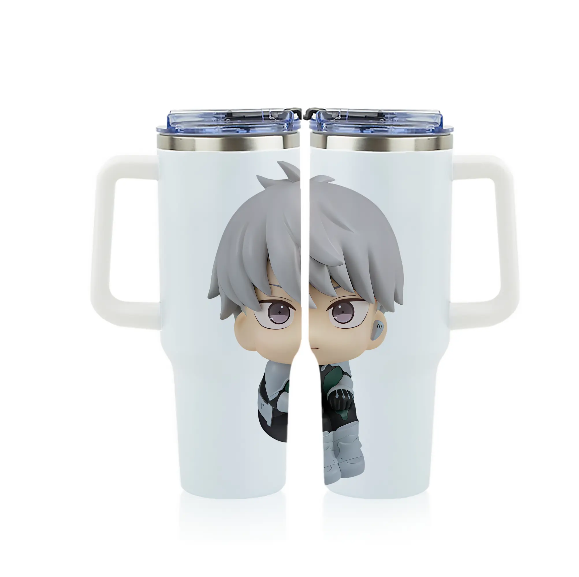 怪獣8号 グッズ,市川レノ - 1200mL フルプリント車用タンブラー ・ 304ステンレス 内側 ・ 201ステンレス 外側 ・ 保温 保冷 ・ 通勤 ドライブ アウトドア用