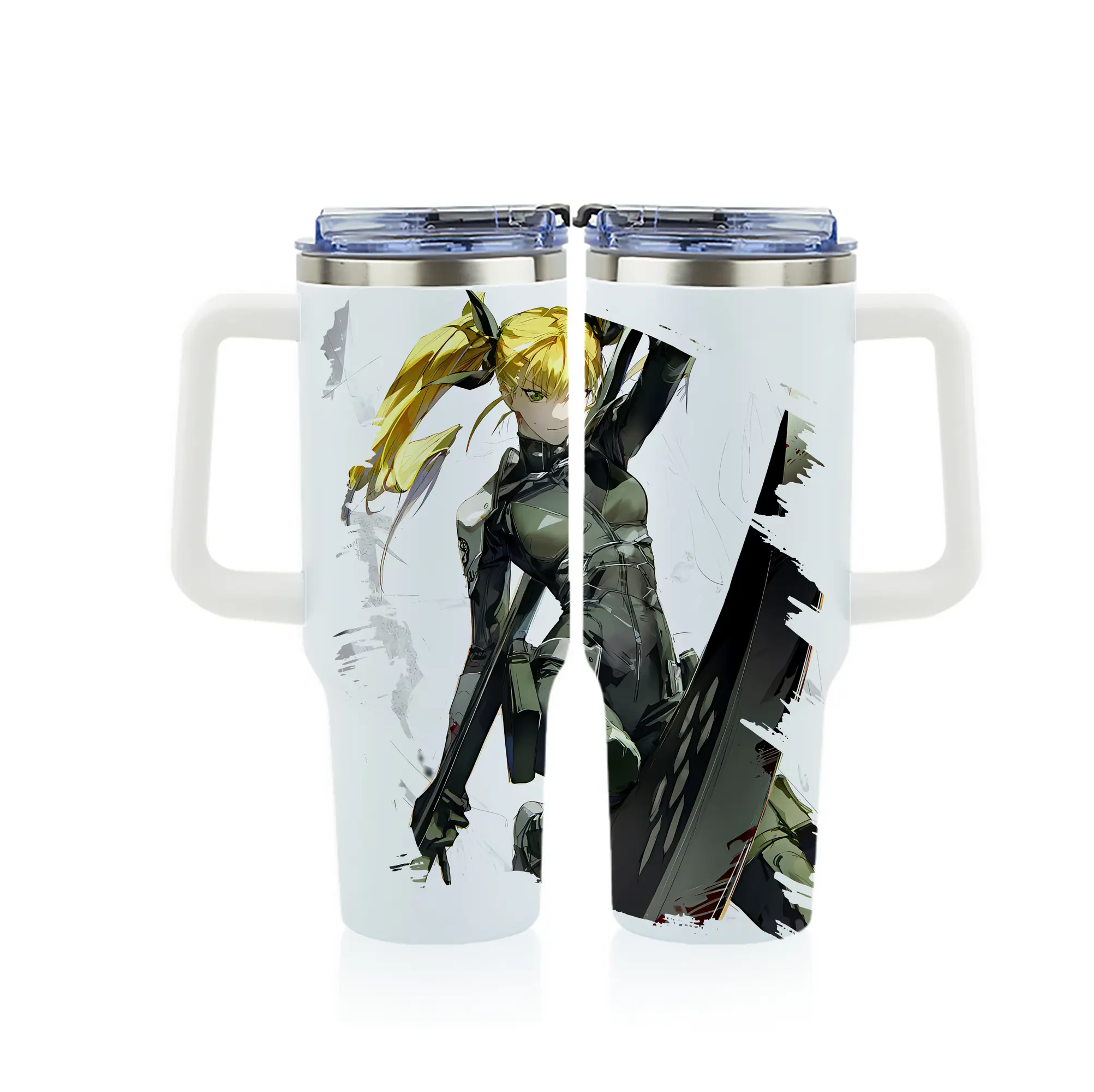 怪獣8号 グッズ,四ノ宮キコル - 1200mL フルプリント車用タンブラー ・ 304ステンレス 内側 ・ 201ステンレス 外側 ・ 保温 保冷 ・ 通勤 ドライブ アウトドア用