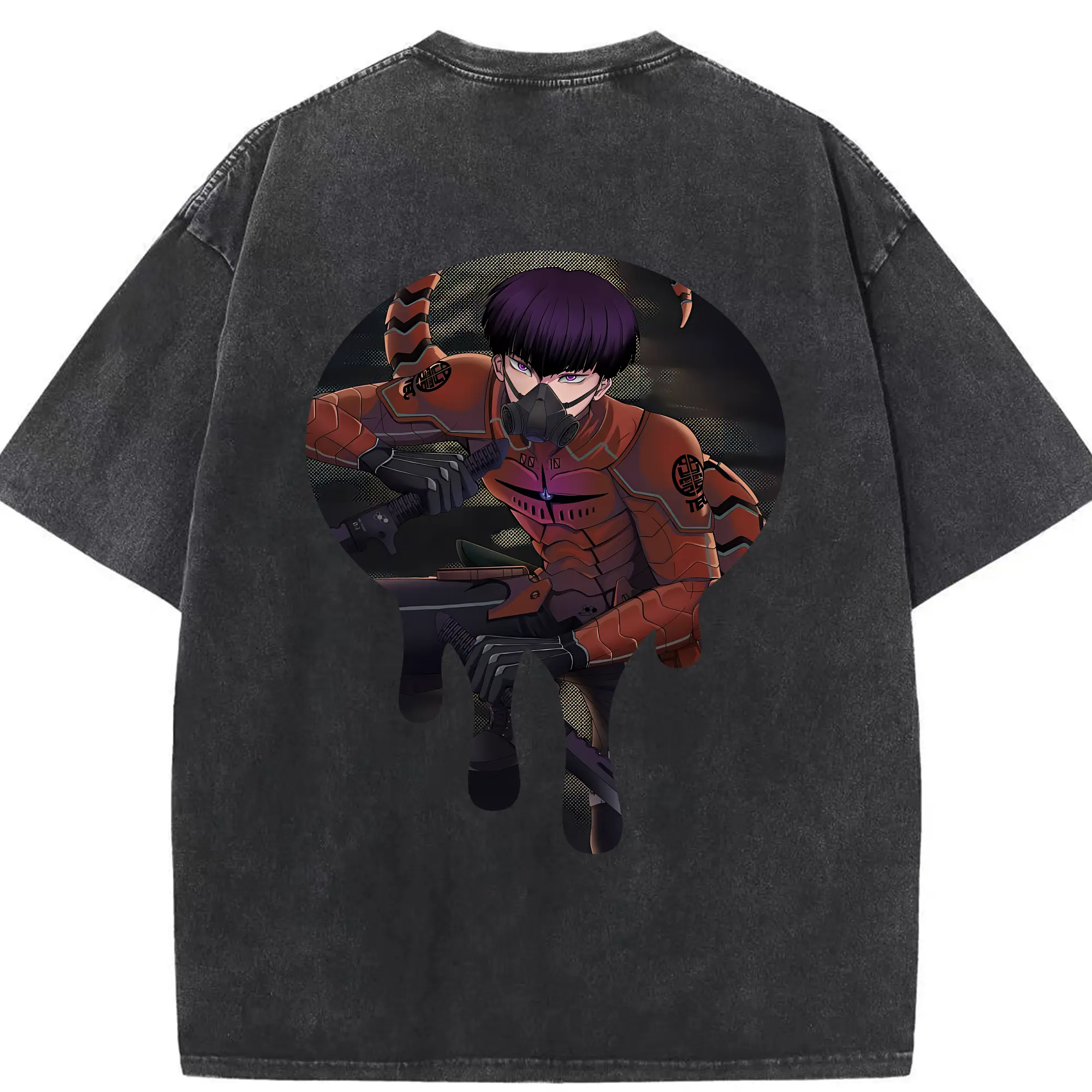 怪獣8号 グッズ,保科宗四郎 - 綿100％ ヴィンテージ風 半袖Tシャツ ・ 背面プリント ・ 柔らか肌触り ・ 通気性 快適 ・ スポーツ カジュアル 外出用