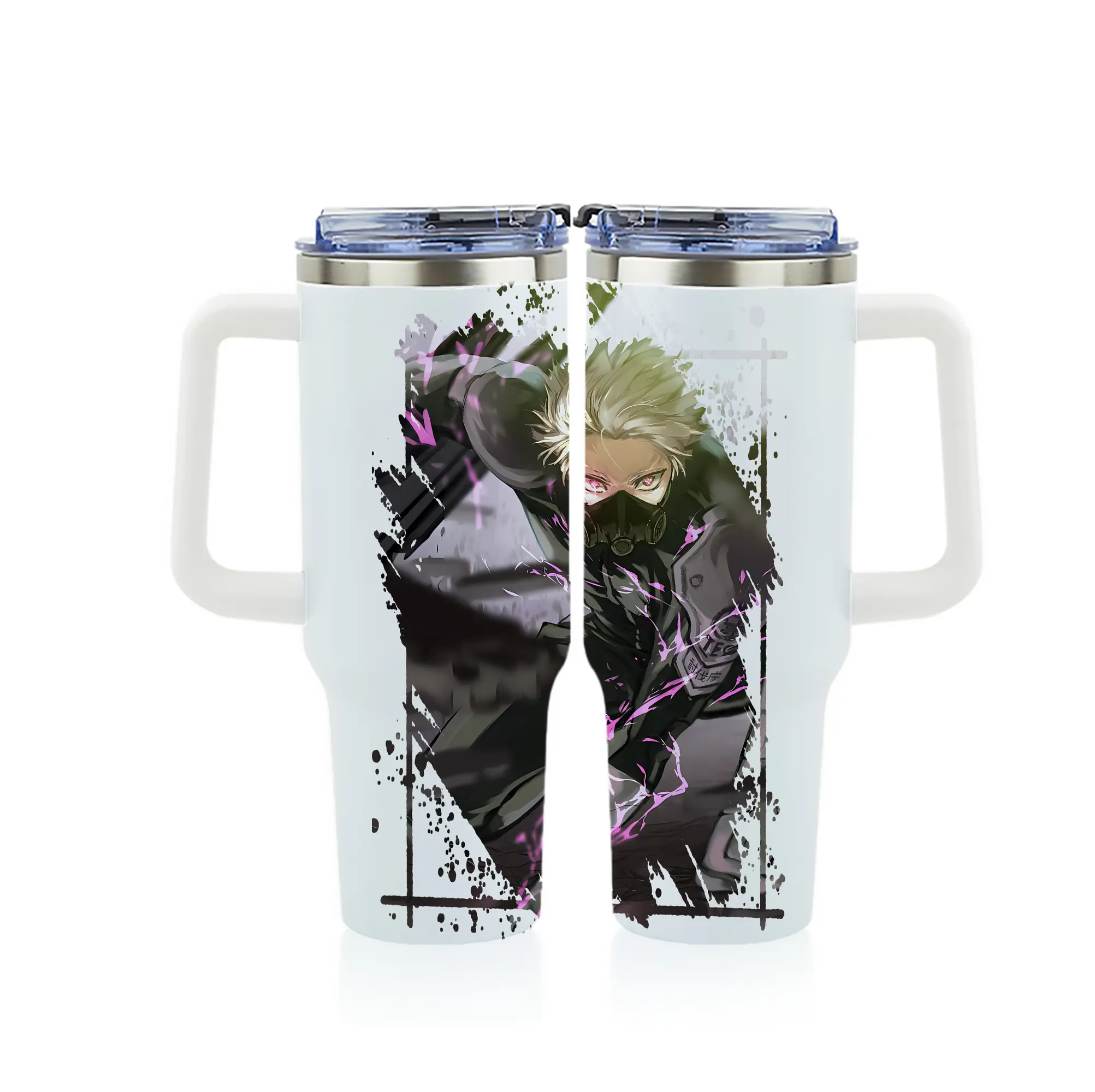 怪獣8号 グッズ,鳴海弦 - 1200mL フルプリント車用タンブラー ・ 304ステンレス 内側 ・ 201ステンレス 外側 ・ 保温 保冷 ・ 通勤 ドライブ アウトドア用