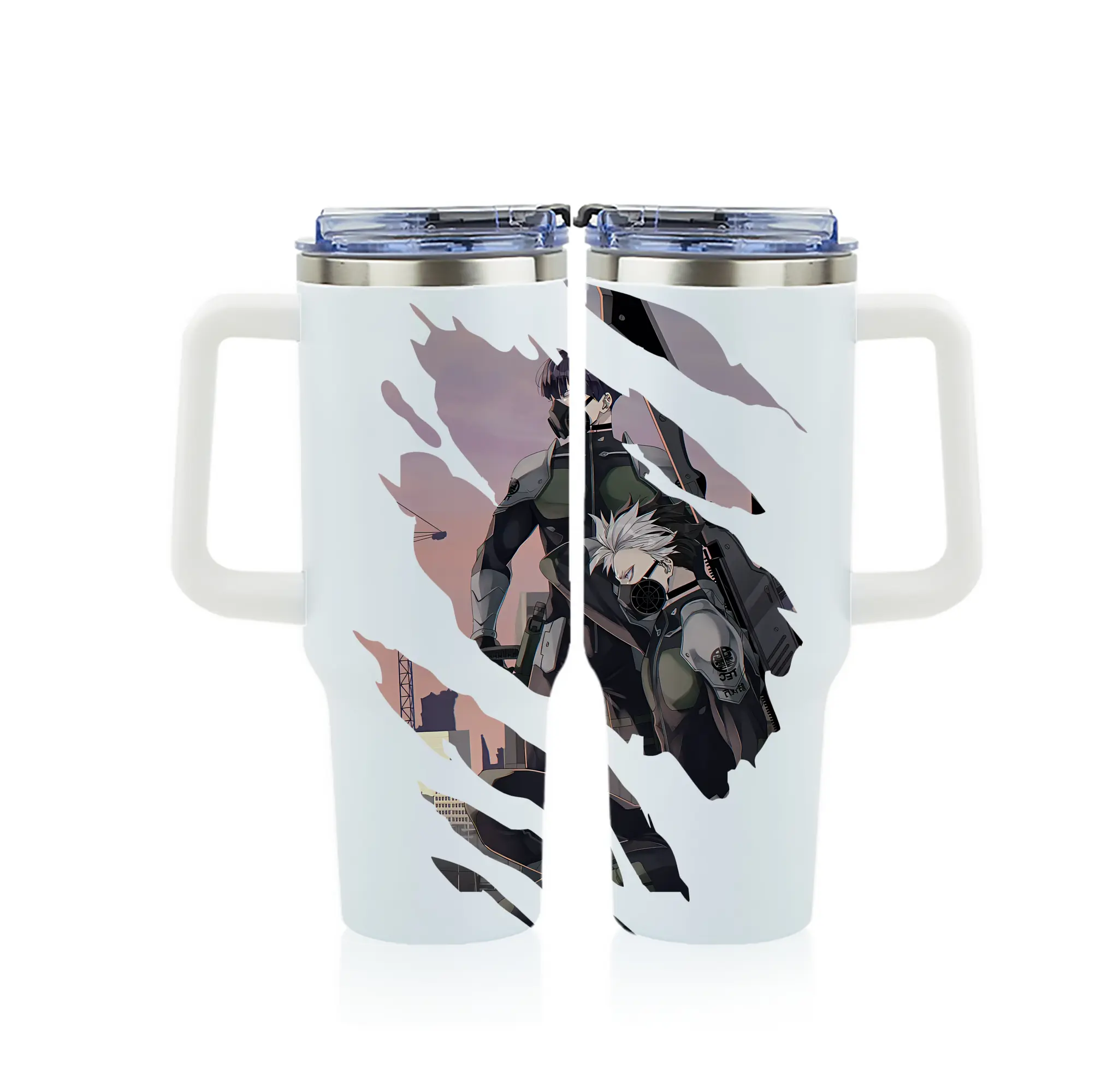 怪獣8号 グッズ,鳴海弦 - 1200mL フルプリント車用タンブラー ・ 304ステンレス 内側 ・ 201ステンレス 外側 ・ 保温 保冷 ・ 通勤 ドライブ アウトドア用