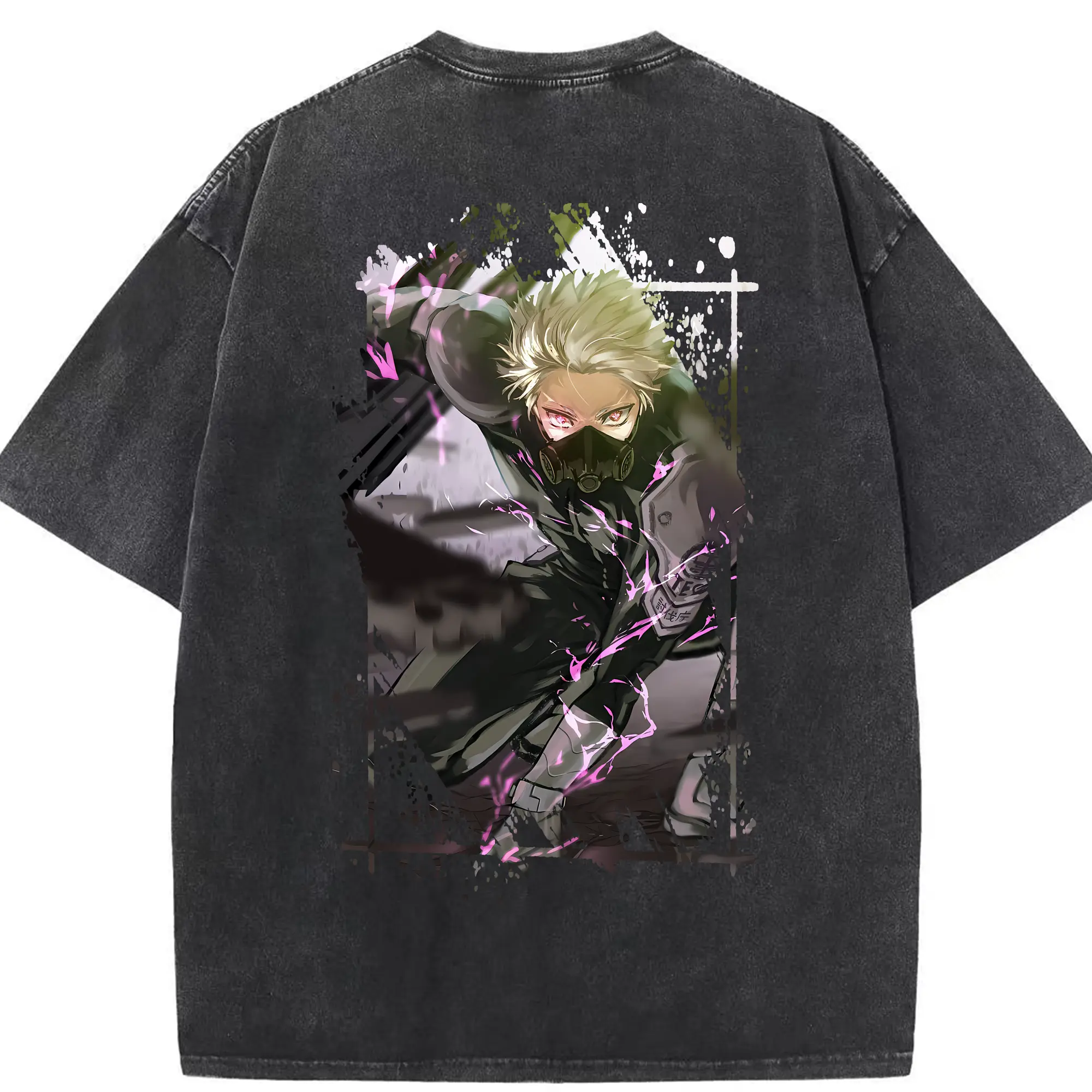 怪獣8号 グッズ,鳴海弦 - 綿100％ ヴィンテージ風 半袖Tシャツ ・ 背面プリント ・ 柔らか肌触り ・ 通気性 快適 ・ スポーツ カジュアル 外出用