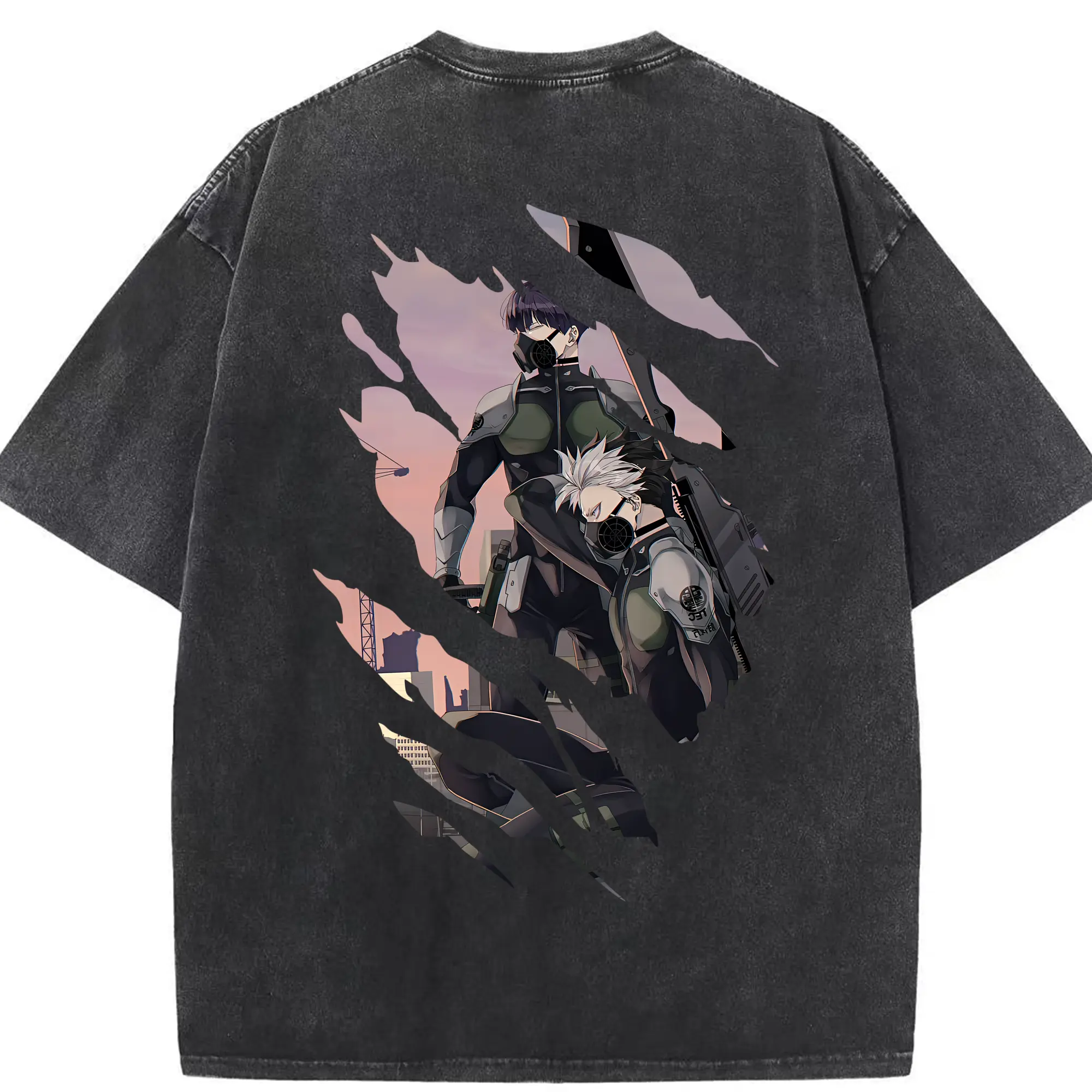 怪獣8号 グッズ,鳴海弦 - 綿100％ ヴィンテージ風 半袖Tシャツ ・ 背面プリント ・ 柔らか肌触り ・ 通気性 快適 ・ スポーツ カジュアル 外出用