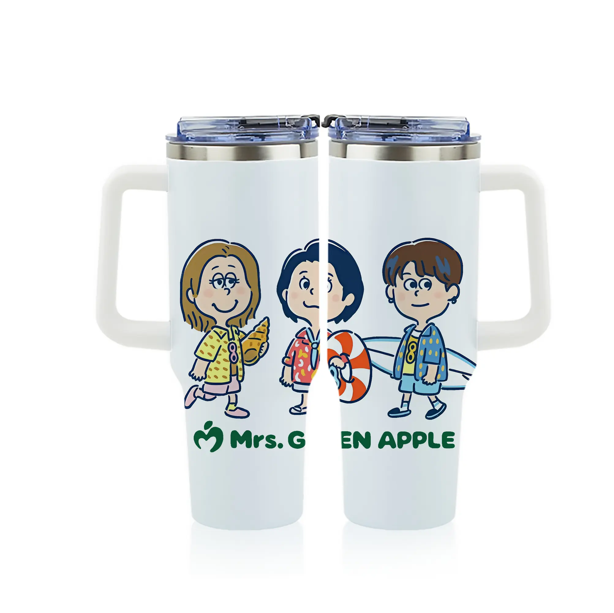 ミセス グリーン アップル グッズ - 1200mL フルプリント車用タンブラー ・ 304ステンレス 内側 ・ 201ステンレス 外側 ・ 保温 保冷 ・ 通勤 ドライブ アウトドア用