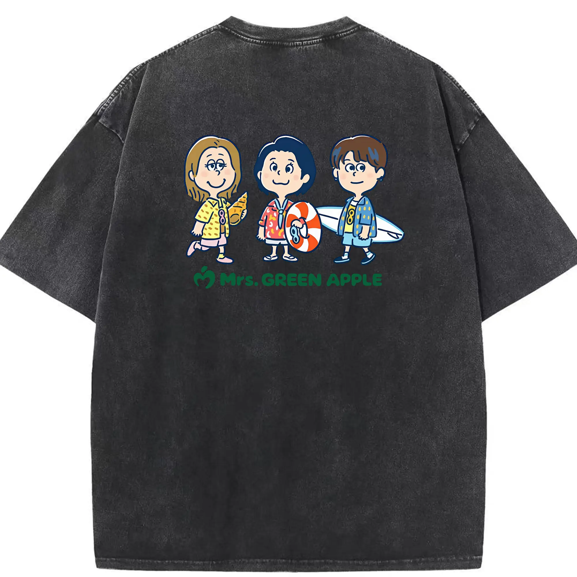 ミセス グリーン アップル グッズ - 綿100％ ヴィンテージ風 半袖Tシャツ ・ 背面プリント ・ 柔らか肌触り ・ 通気性 快適 ・ スポーツ カジュアル 外出用