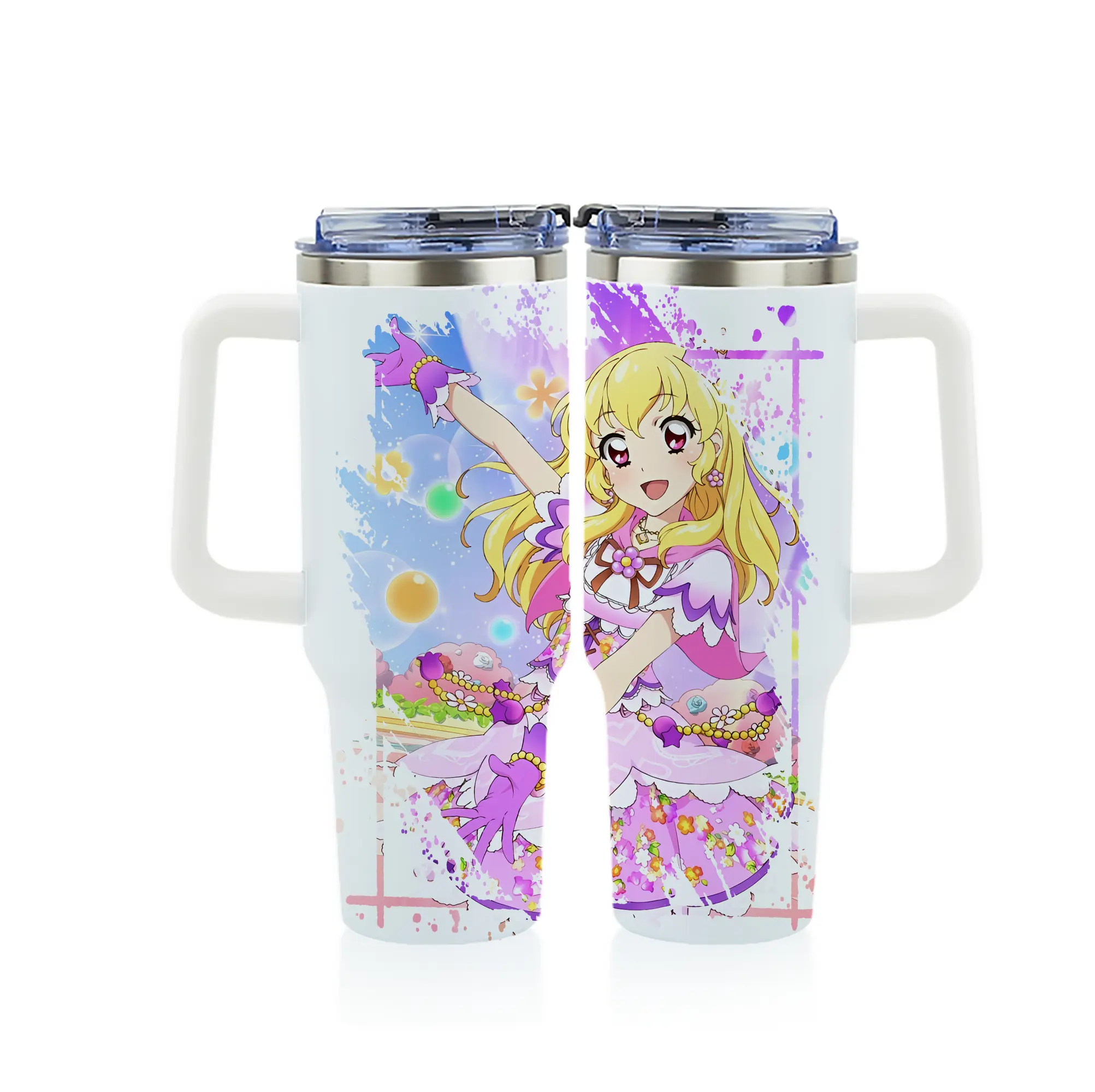 アイカツ グッズ 星宮 いちご - 1200mL フルプリント車用タンブラー ・ 304ステンレス 内側 ・ 201ステンレス 外側 ・ 保温 保冷 ・ 通勤 ドライブ アウトドア用