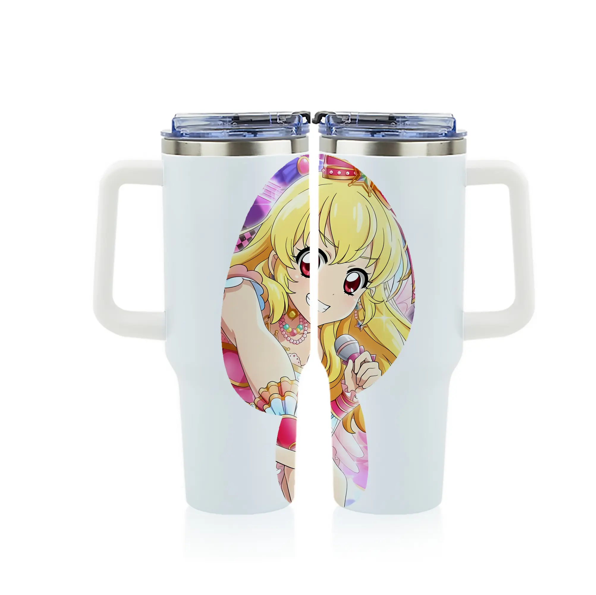 アイカツ グッズ 星宮 いちご - 1200mL フルプリント車用タンブラー ・ 304ステンレス 内側 ・ 201ステンレス 外側 ・ 保温 保冷 ・ 通勤 ドライブ アウトドア用