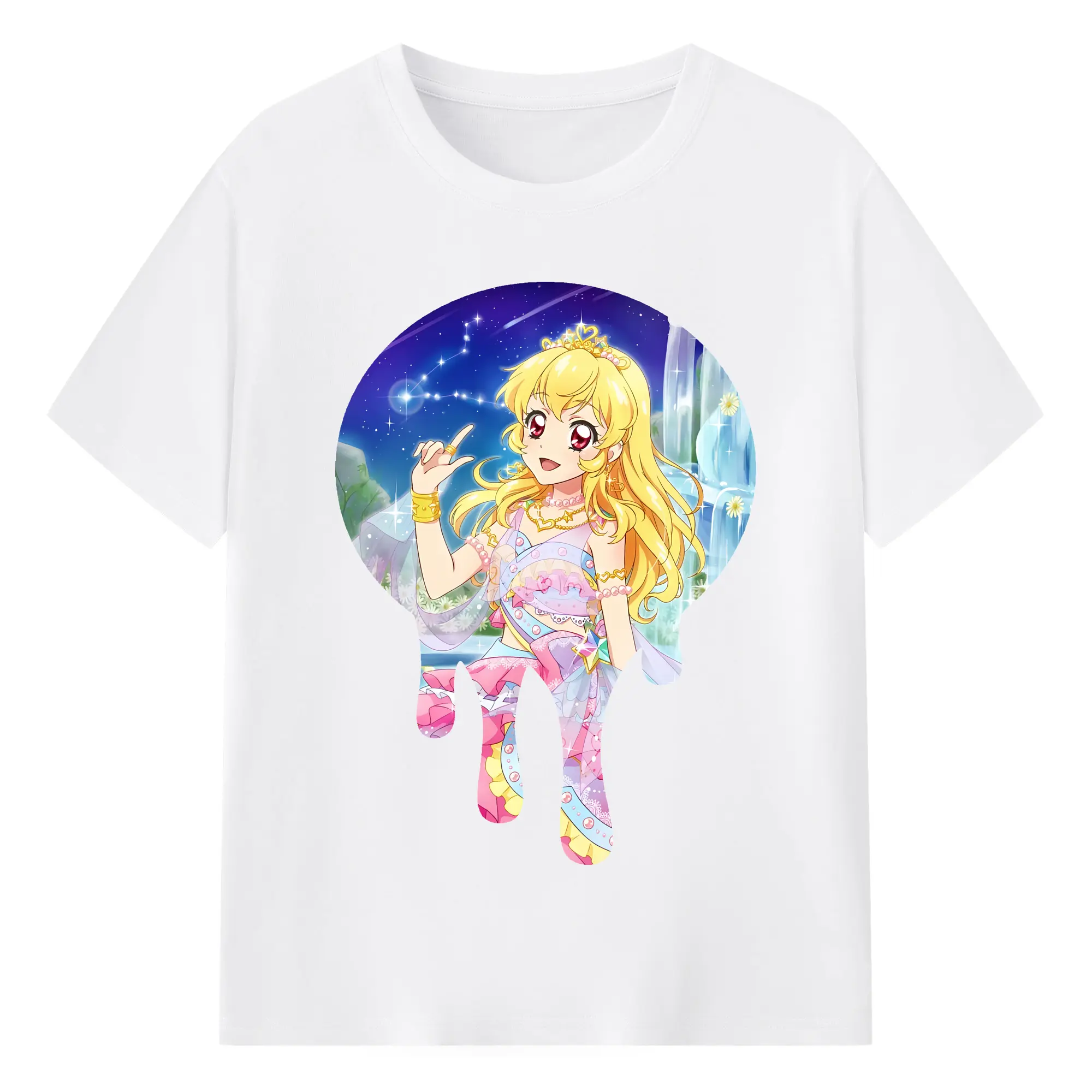アイカツ グッズ 星宮 いちご - 綿100％ 半袖Tシャツ ・ フロントプリント ・ 快適 通気性 ・ 日常使い 散歩 スポーツ用